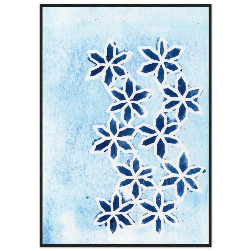 Blue Flowers on Ice Classic Matte Paper Wooden Framed Poster