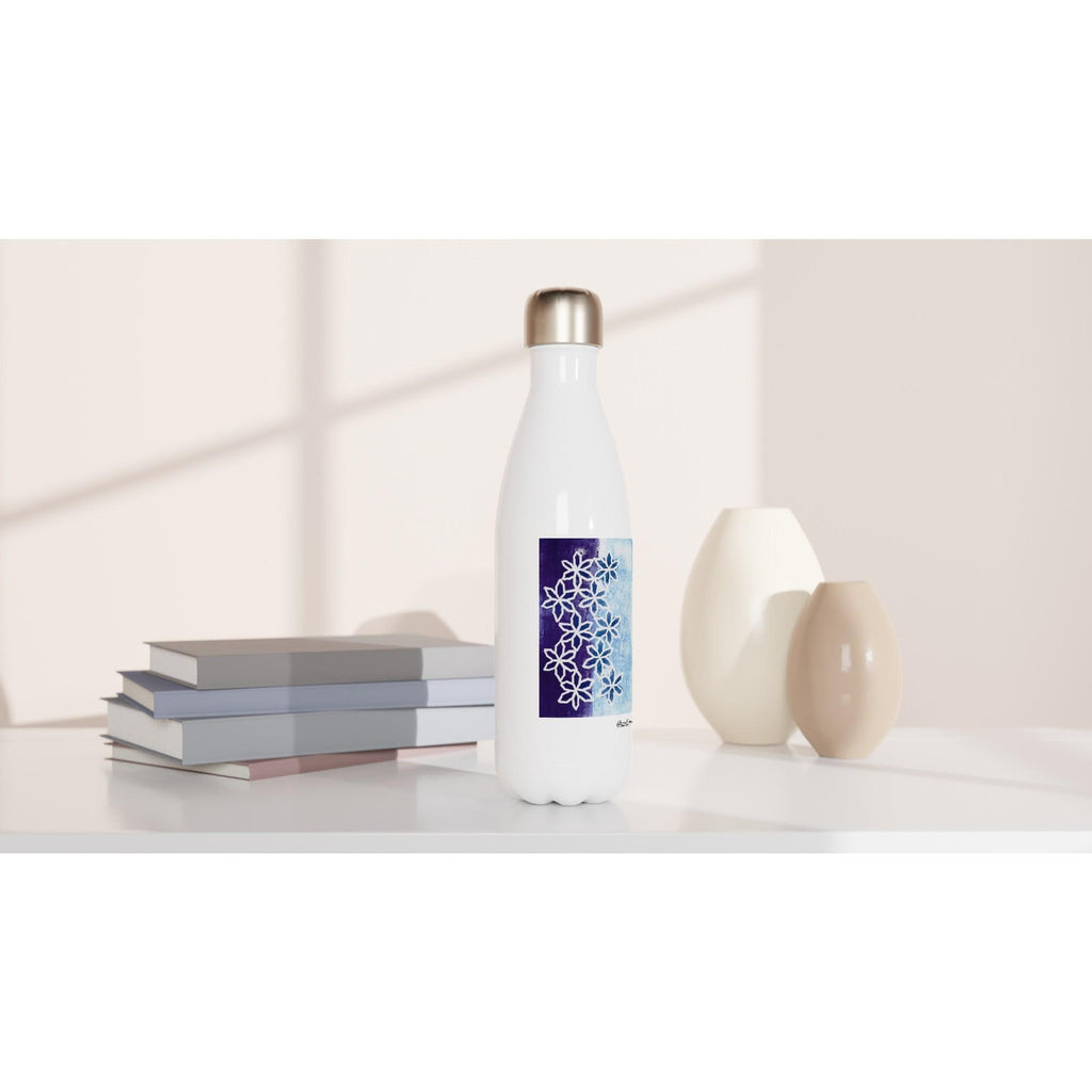 Flower Motion White 17oz Stainless Steel Water Bottle