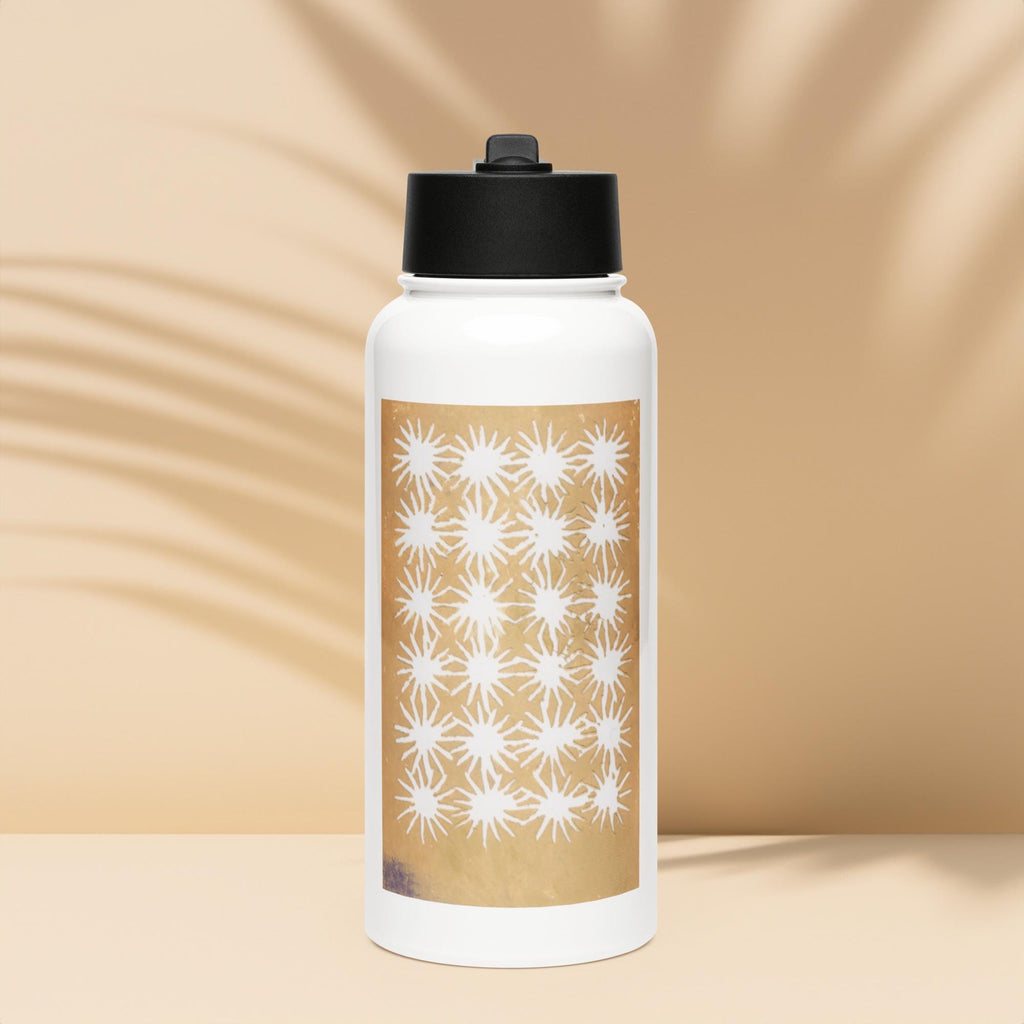 Yellow Royal Stars Stainless steel water bottle with a straw lid