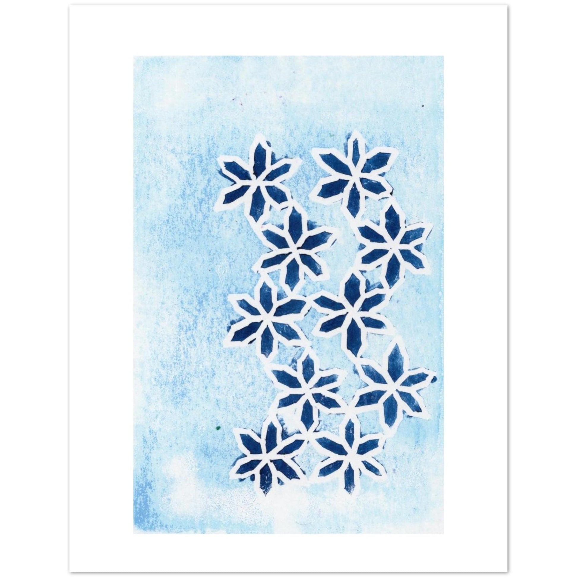 Blue Flowers on Ice Pack of 10 Greeting Cards (US & CA)
