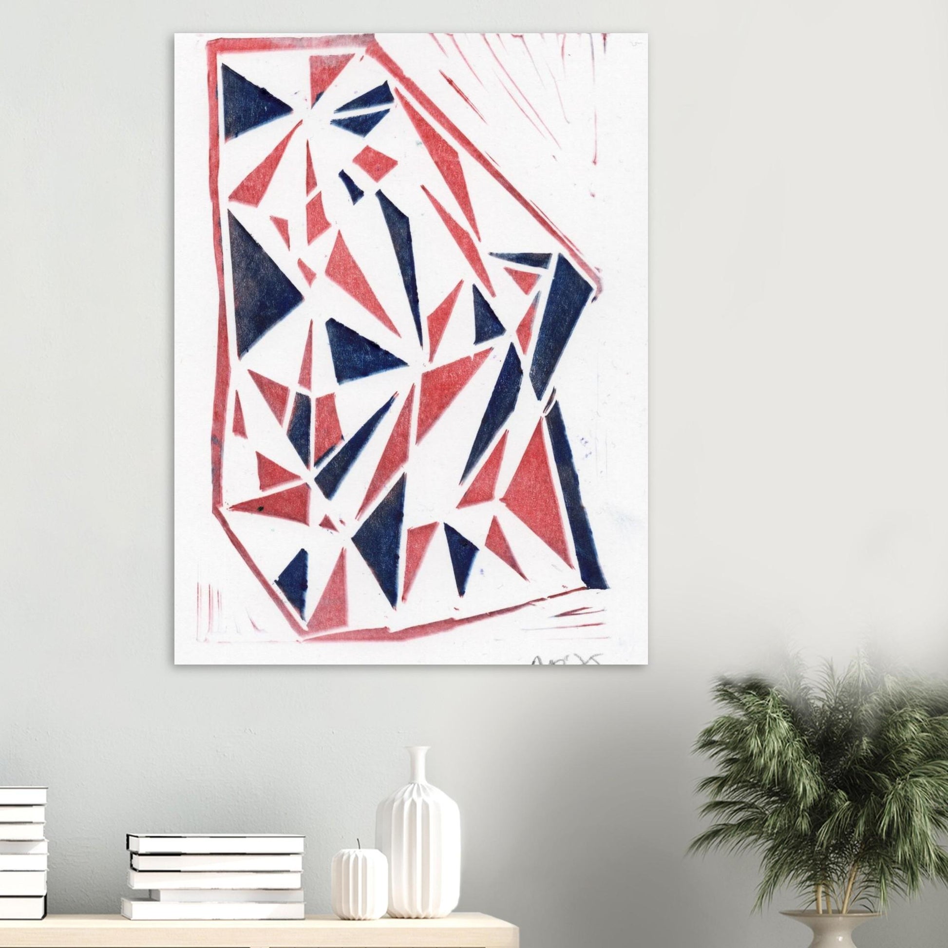 Red and Blue Flying Triangles