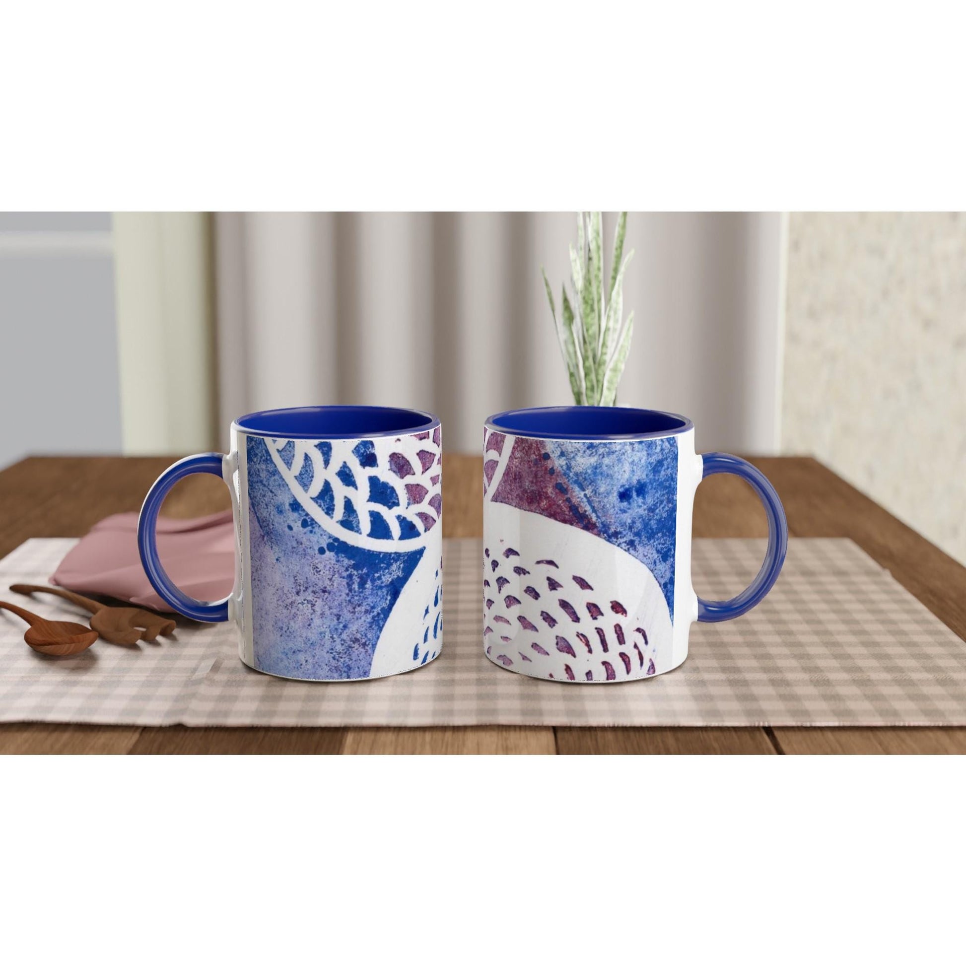 Woven Circles History White 11oz Ceramic Mug with Color Inside