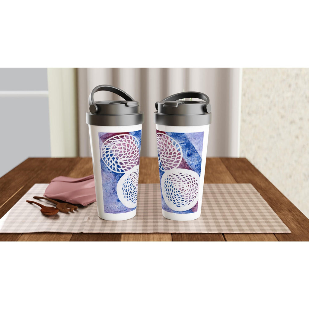 Woven Circles HistoryWhite 15oz Stainless Steel Travel Mug