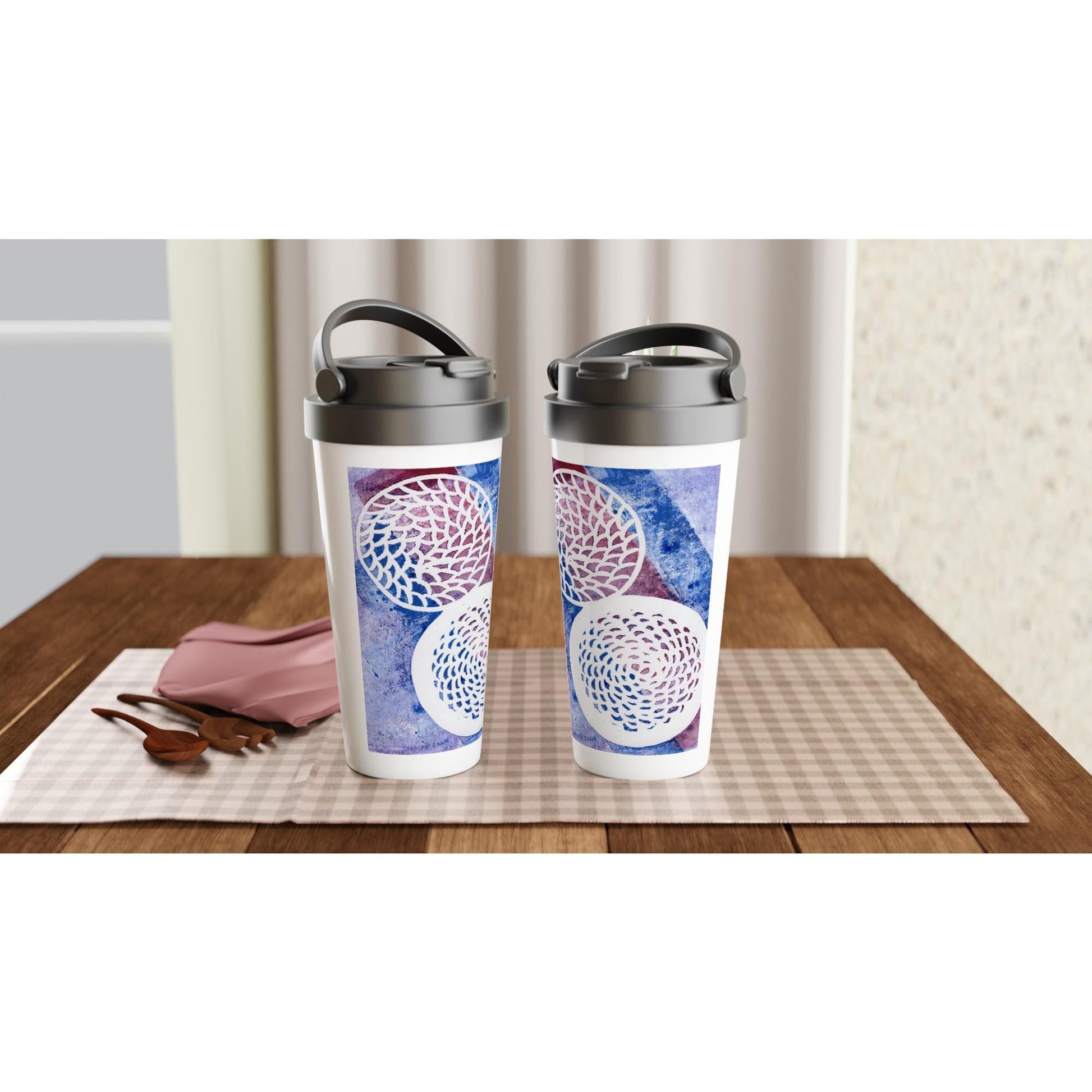 Woven Circles HistoryWhite 15oz Stainless Steel Travel Mug