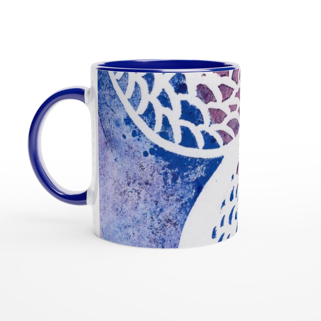 Woven Circles History White 11oz Ceramic Mug with Color Inside