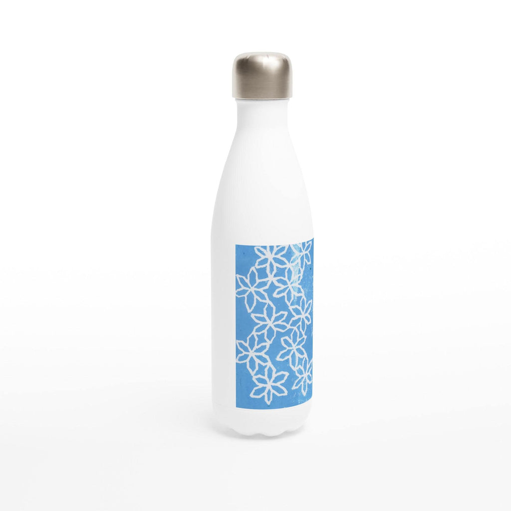 Flowers on Ice White 17oz Stainless Steel Water Bottle