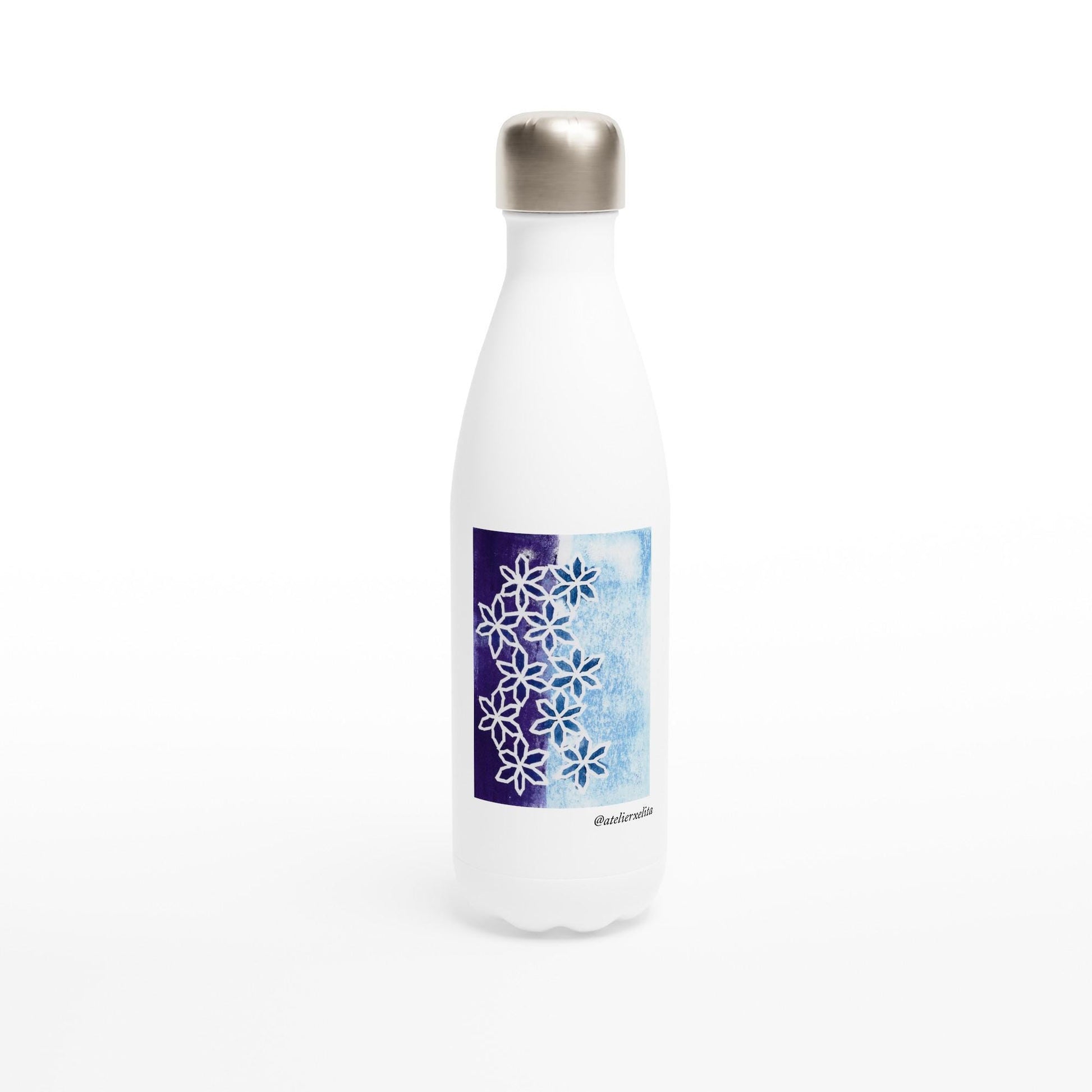 Flower Motion White 17oz Stainless Steel Water Bottle