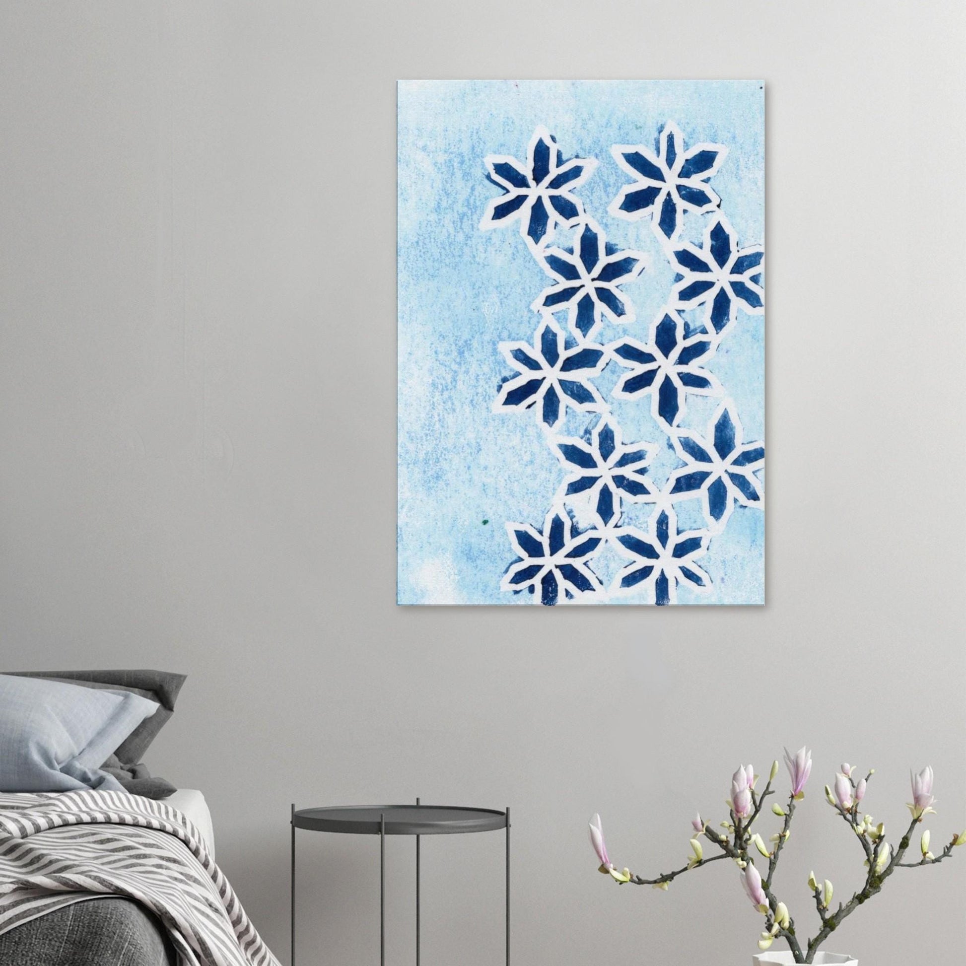 Blue Flowers on Ice Canvas (Imperial)
