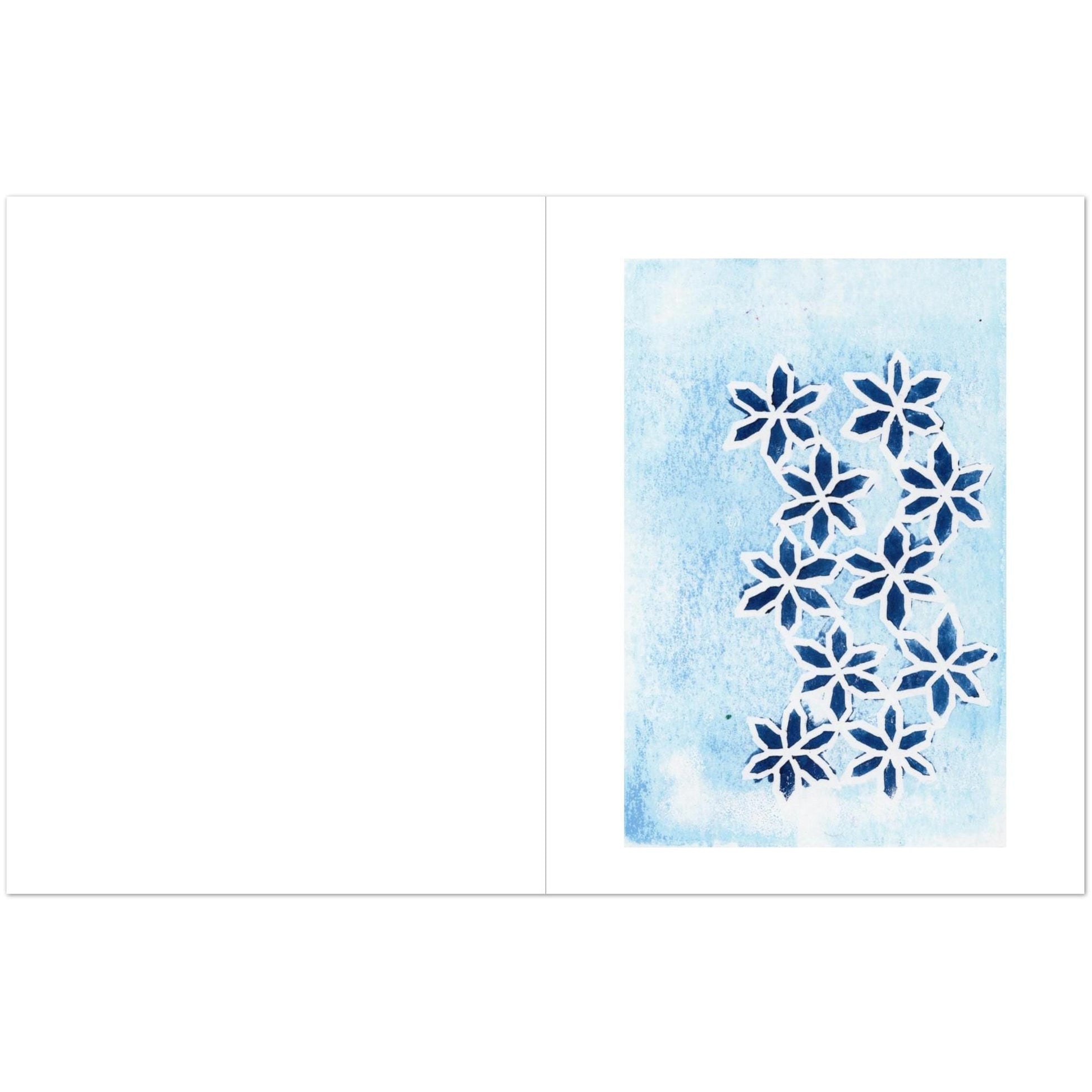 Blue Flowers on Ice Pack of 10 Greeting Cards (US & CA)