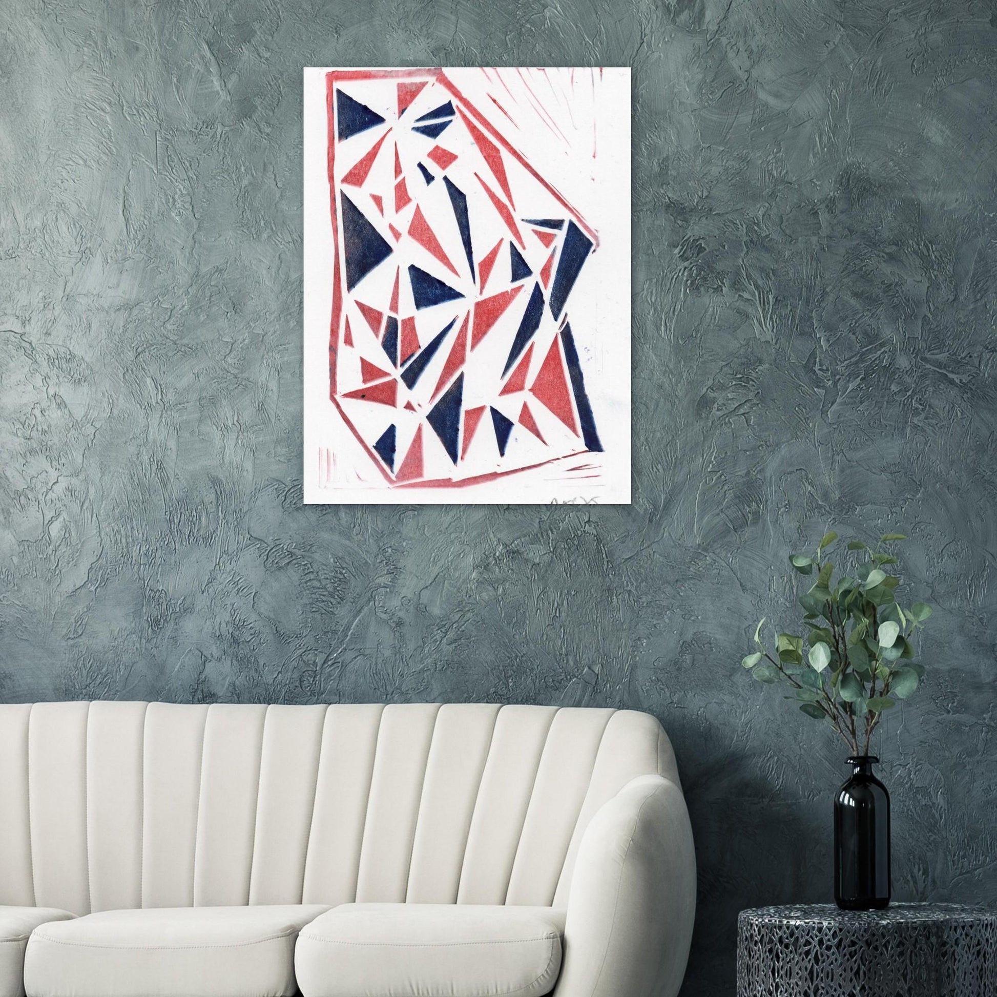 Red and Blue Flying Triangles