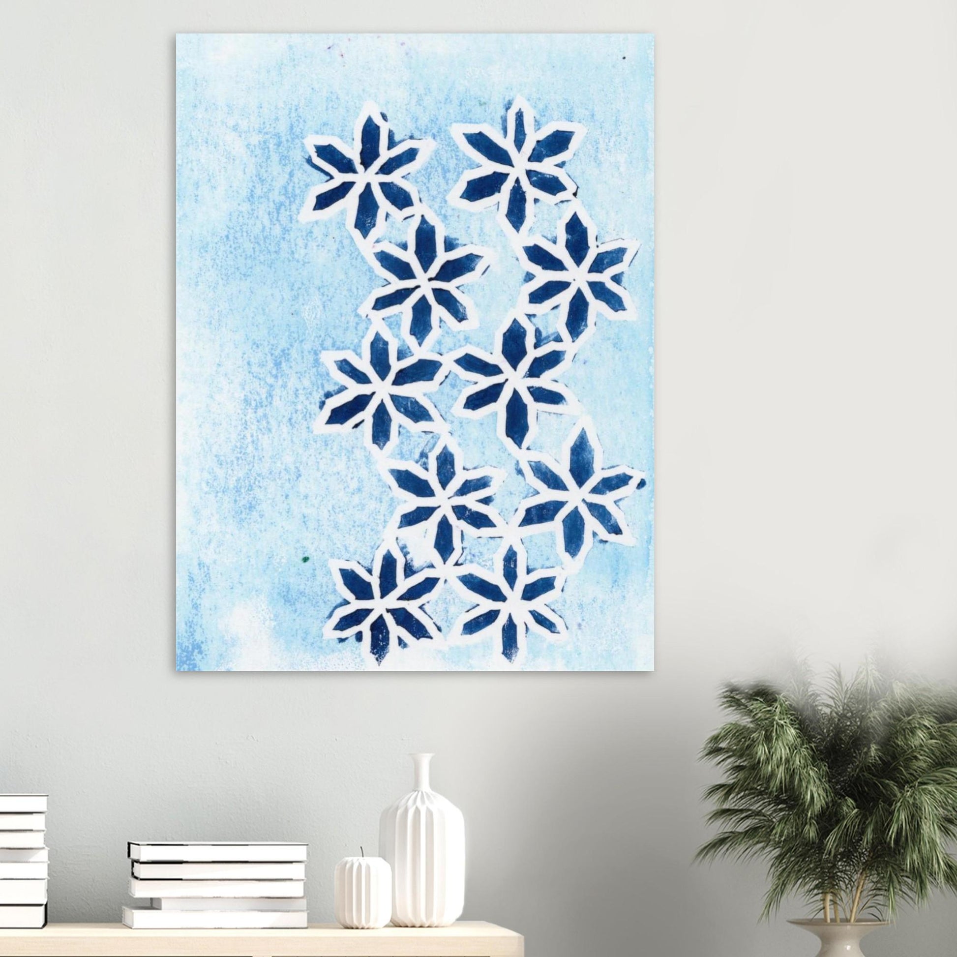 Blue Flowers on Ice Fine Art Poster