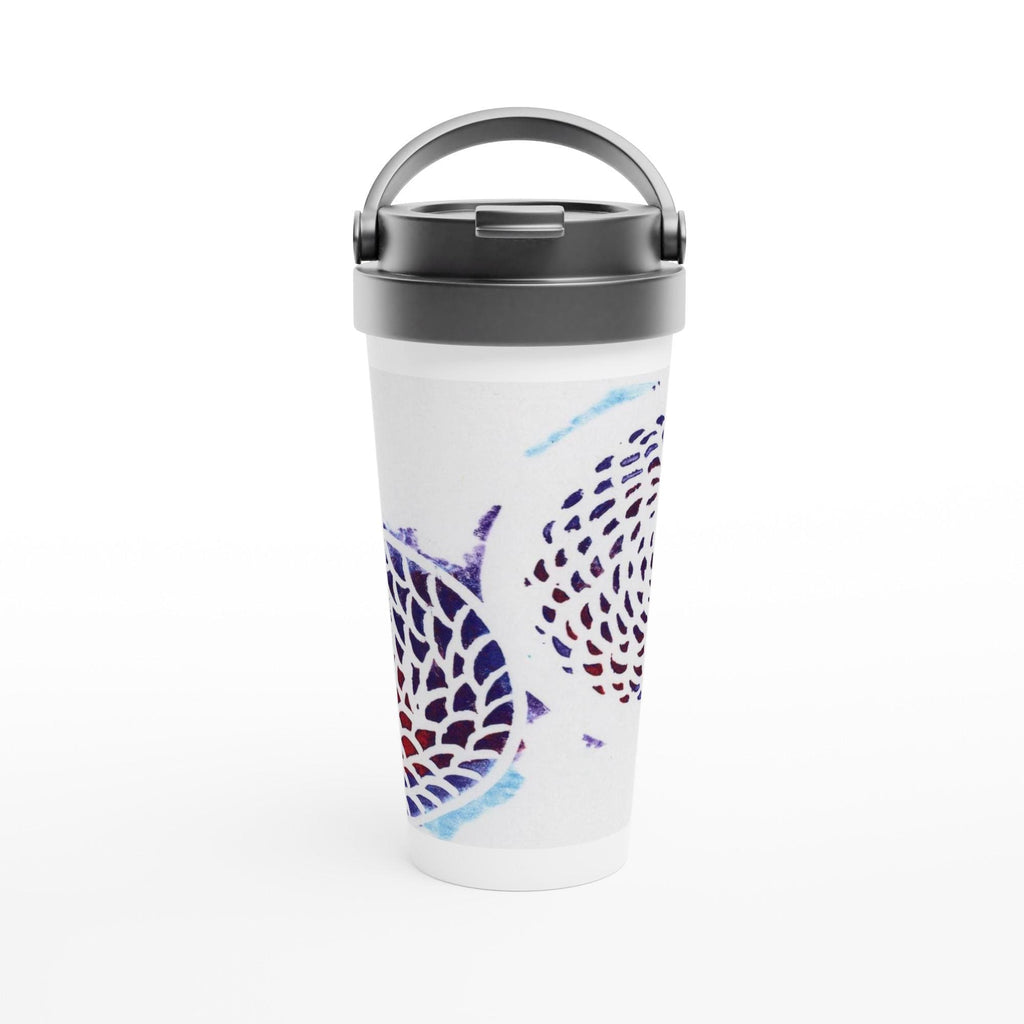 Multicolor Woven Circles White 15oz Stainless Steel Travel Mug