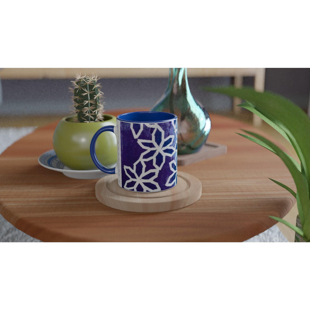 Flower Motion White 11oz Ceramic Mug with Color Inside