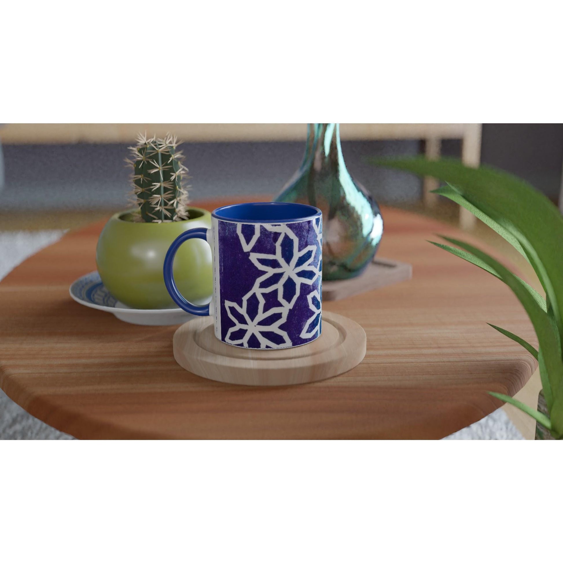 Flower Motion White 11oz Ceramic Mug with Color Inside
