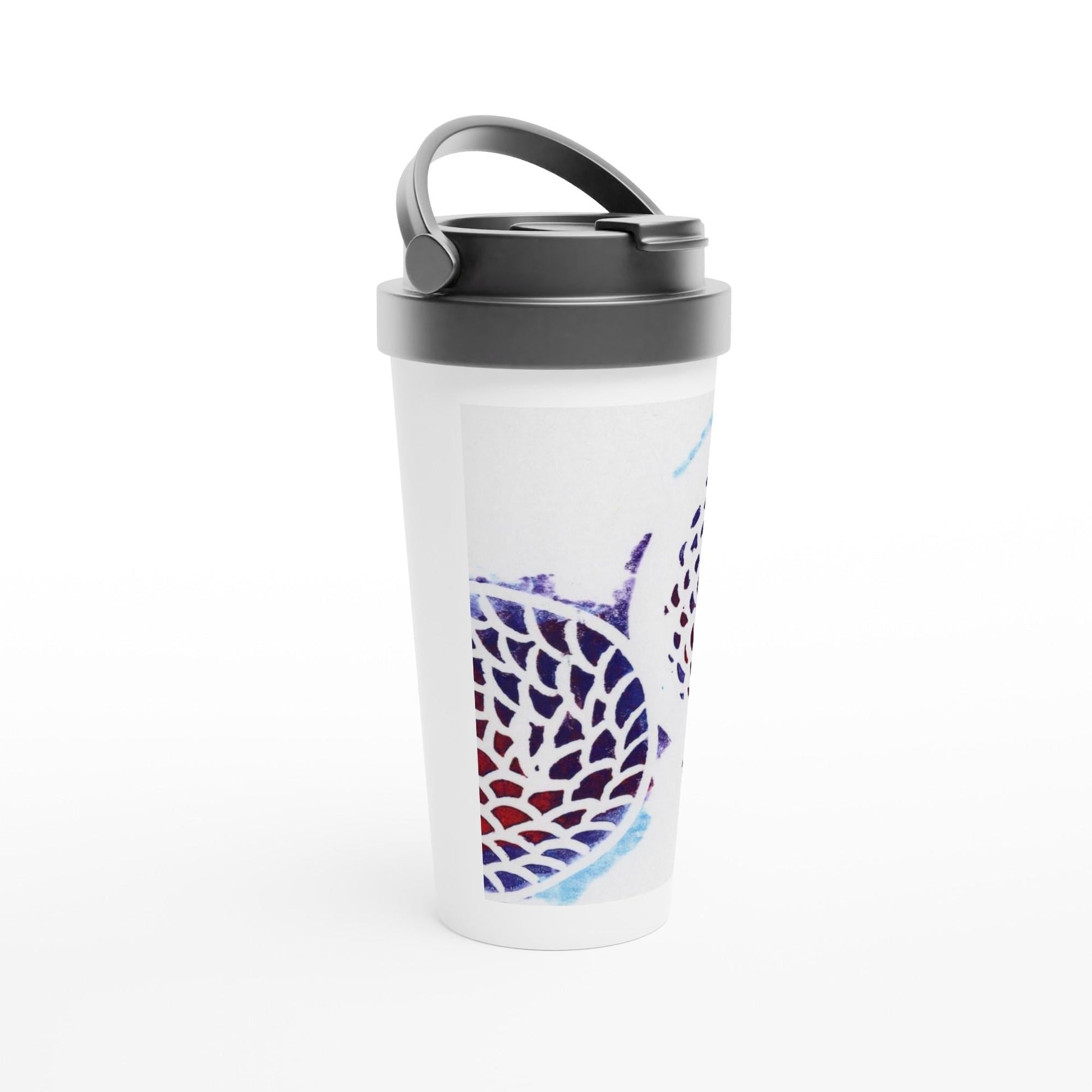 Multicolor Woven Circles White 15oz Stainless Steel Travel Mug