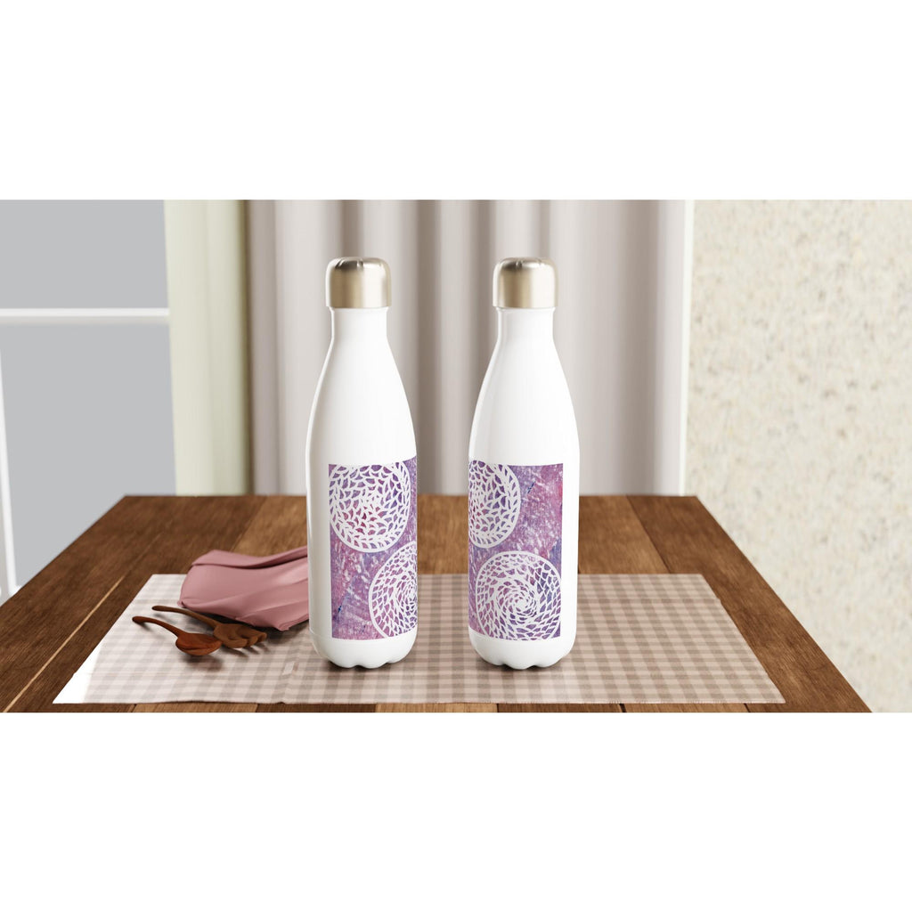 Faded Woven Circles White 17oz Stainless Steel Water Bottle