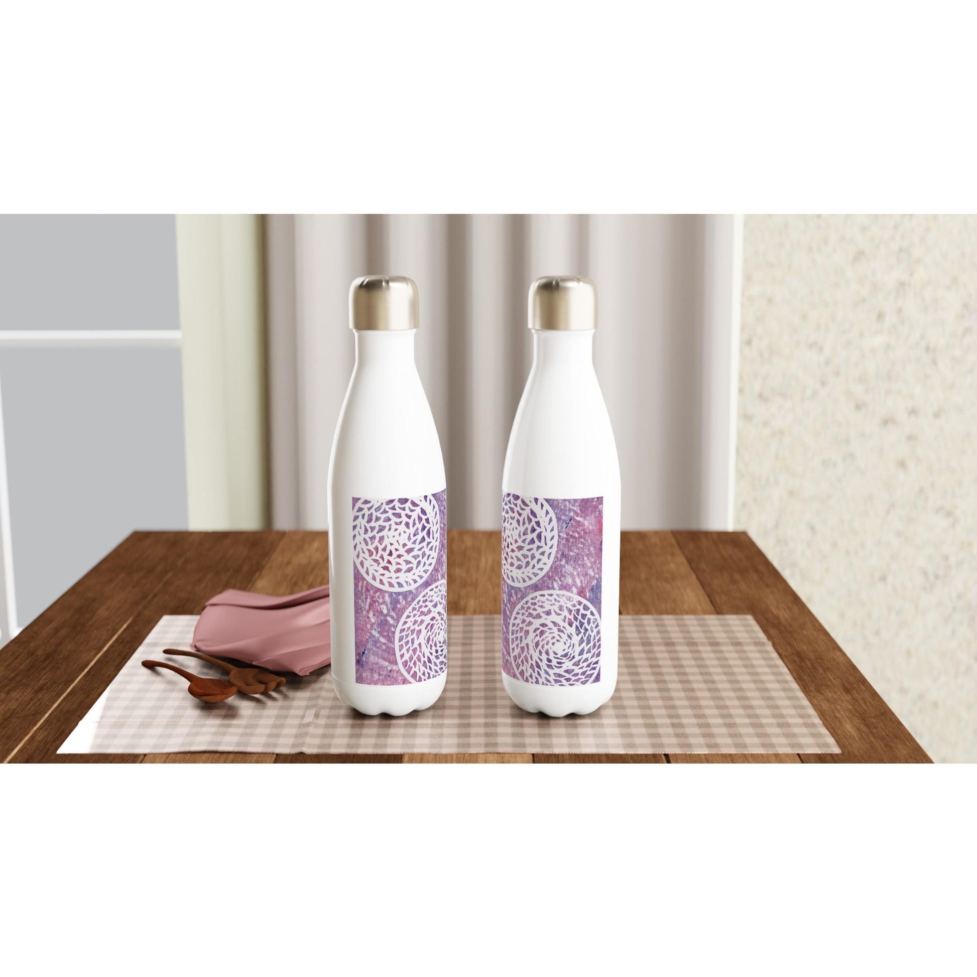 Faded Woven Circles White 17oz Stainless Steel Water Bottle
