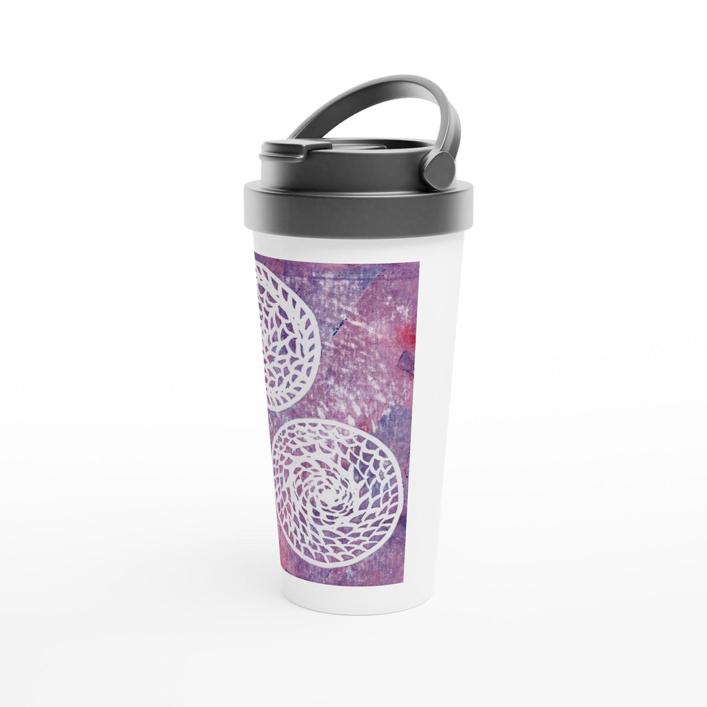 Faded Woven Circles White 15oz Stainless Steel Travel Mug