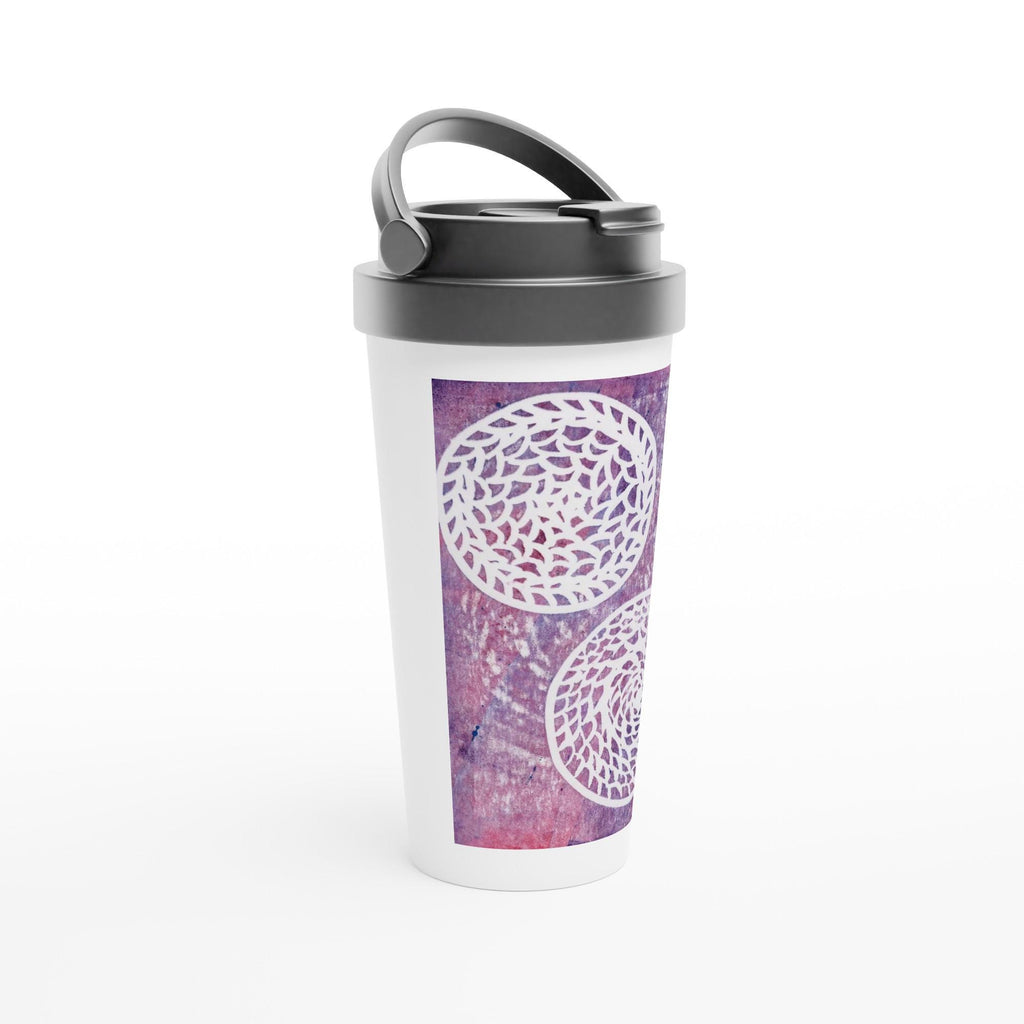 Faded Woven Circles White 15oz Stainless Steel Travel Mug