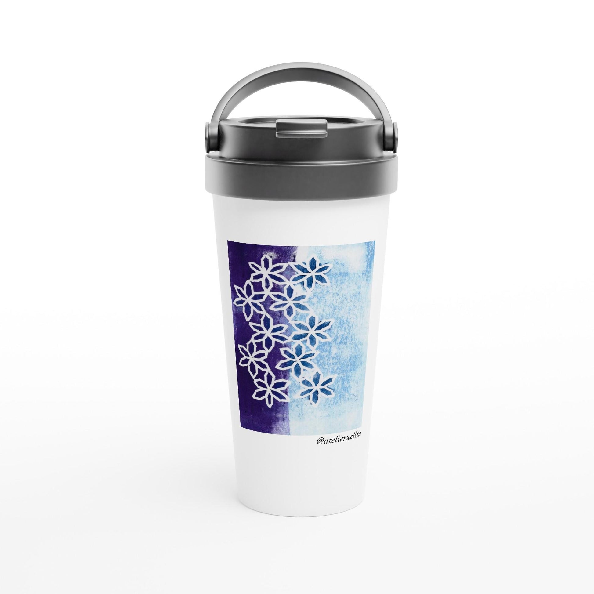 Flower Motion White 15oz Stainless Steel Travel Mug