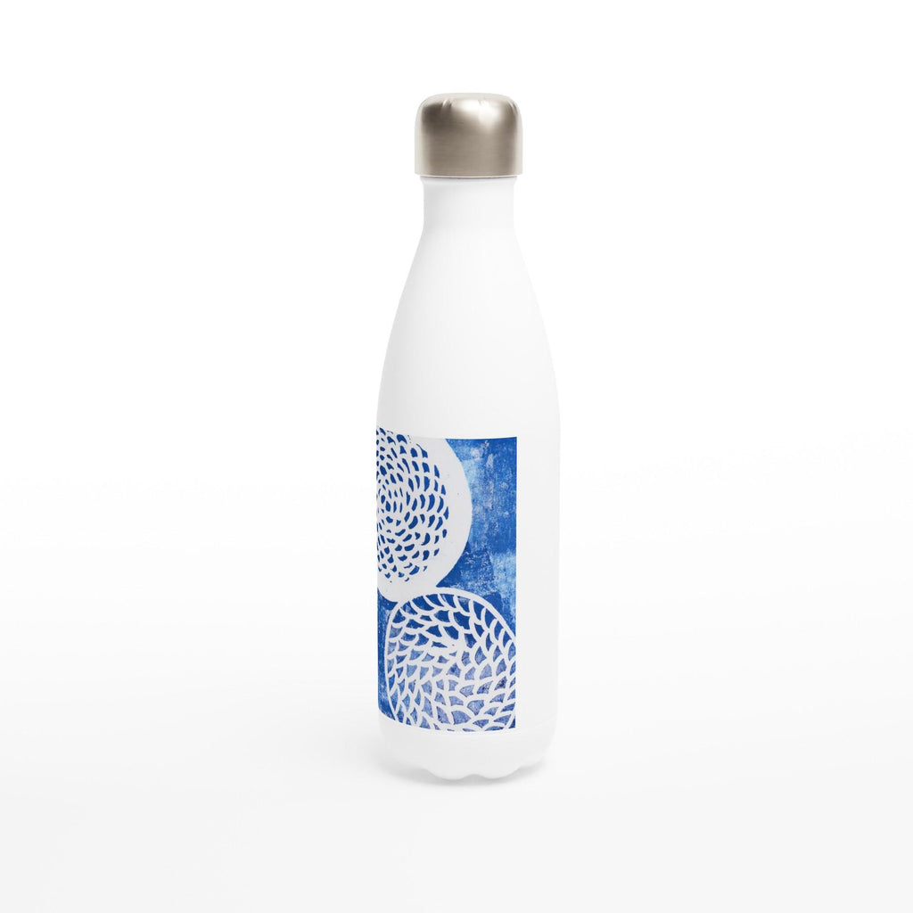 Woven Blue Circles White 17oz Stainless Steel Water Bottle