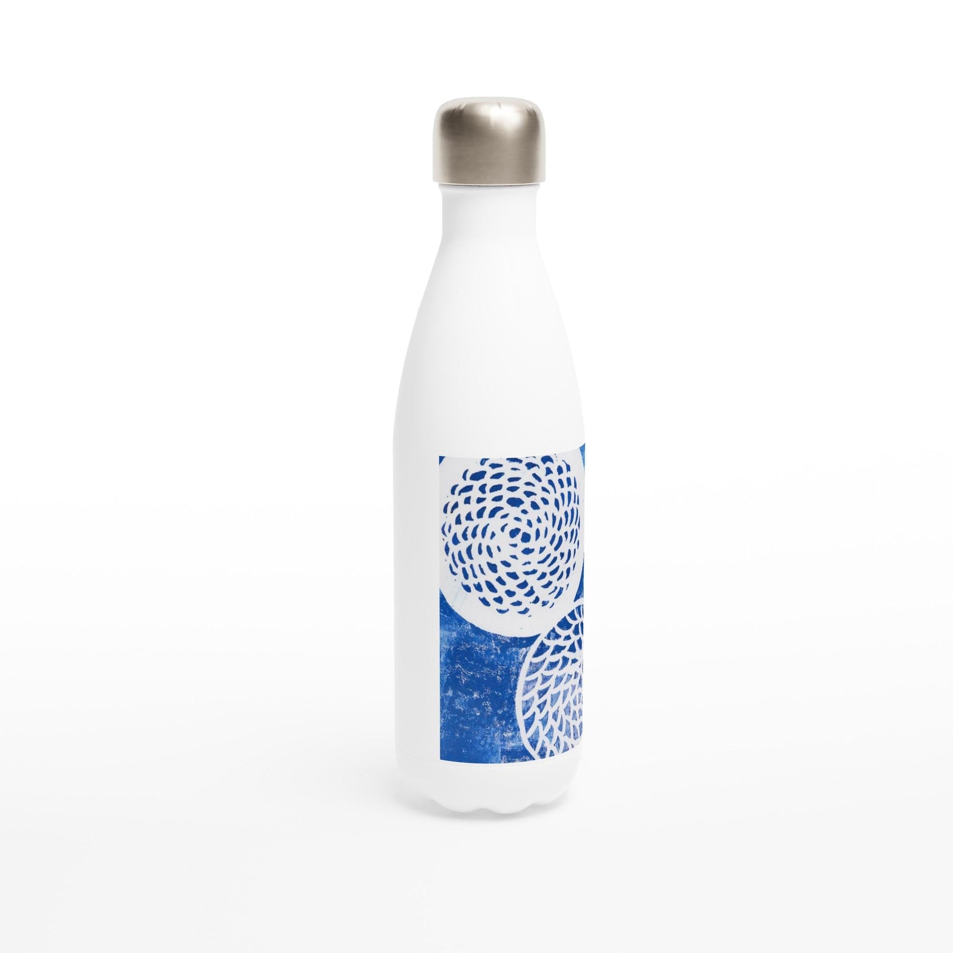 Woven Blue Circles White 17oz Stainless Steel Water Bottle