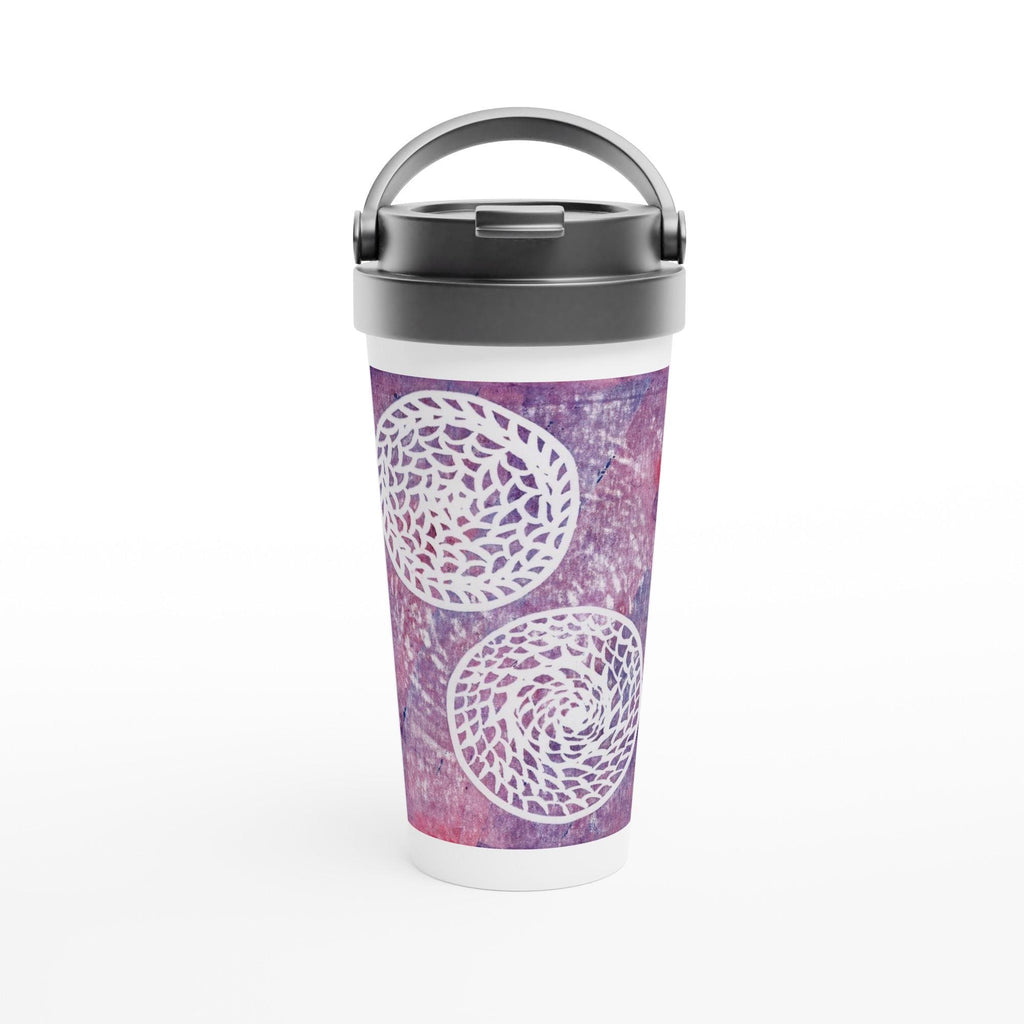 Faded Woven Circles White 15oz Stainless Steel Travel Mug