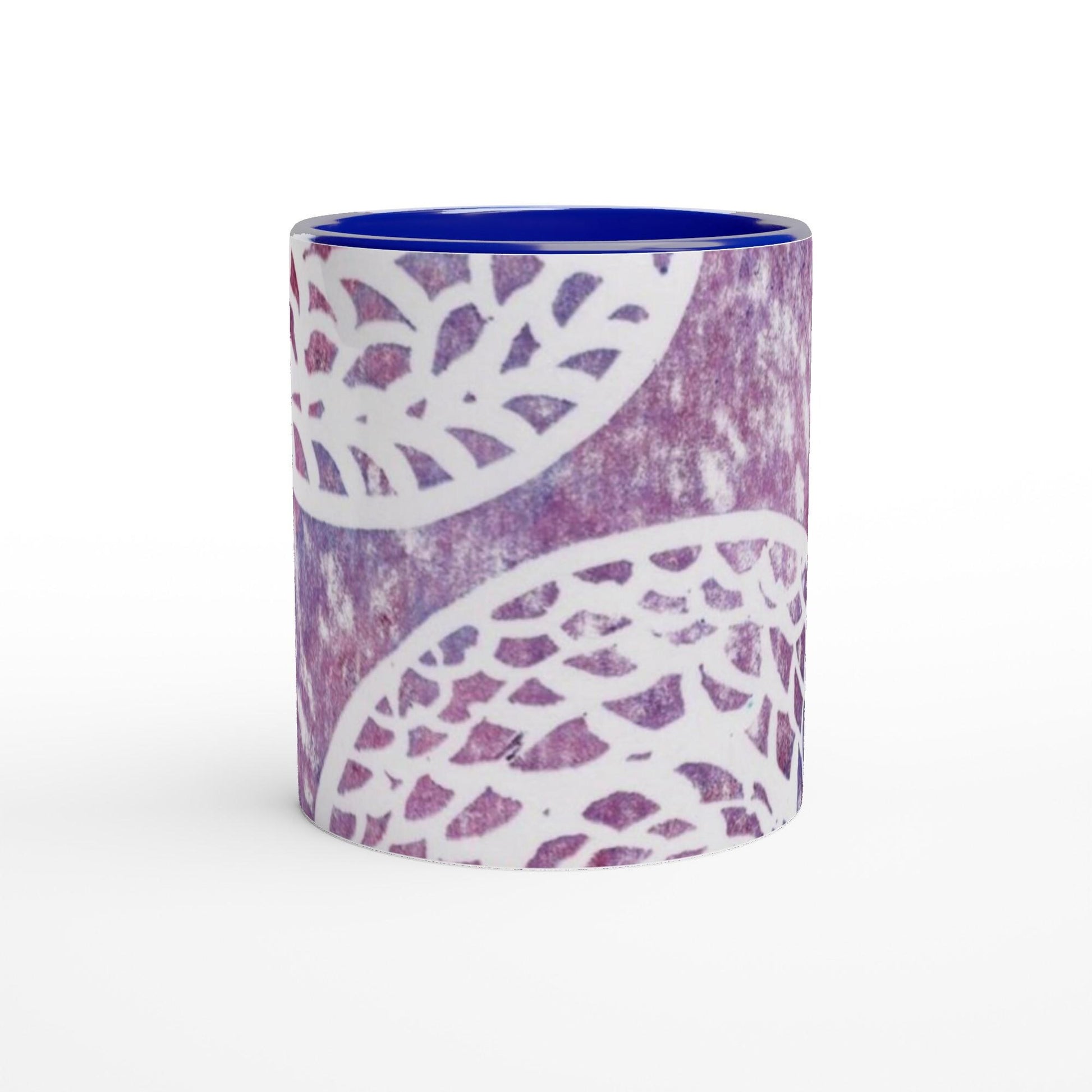 Faded Woven Circles White 11oz Ceramic Mug with Color Inside