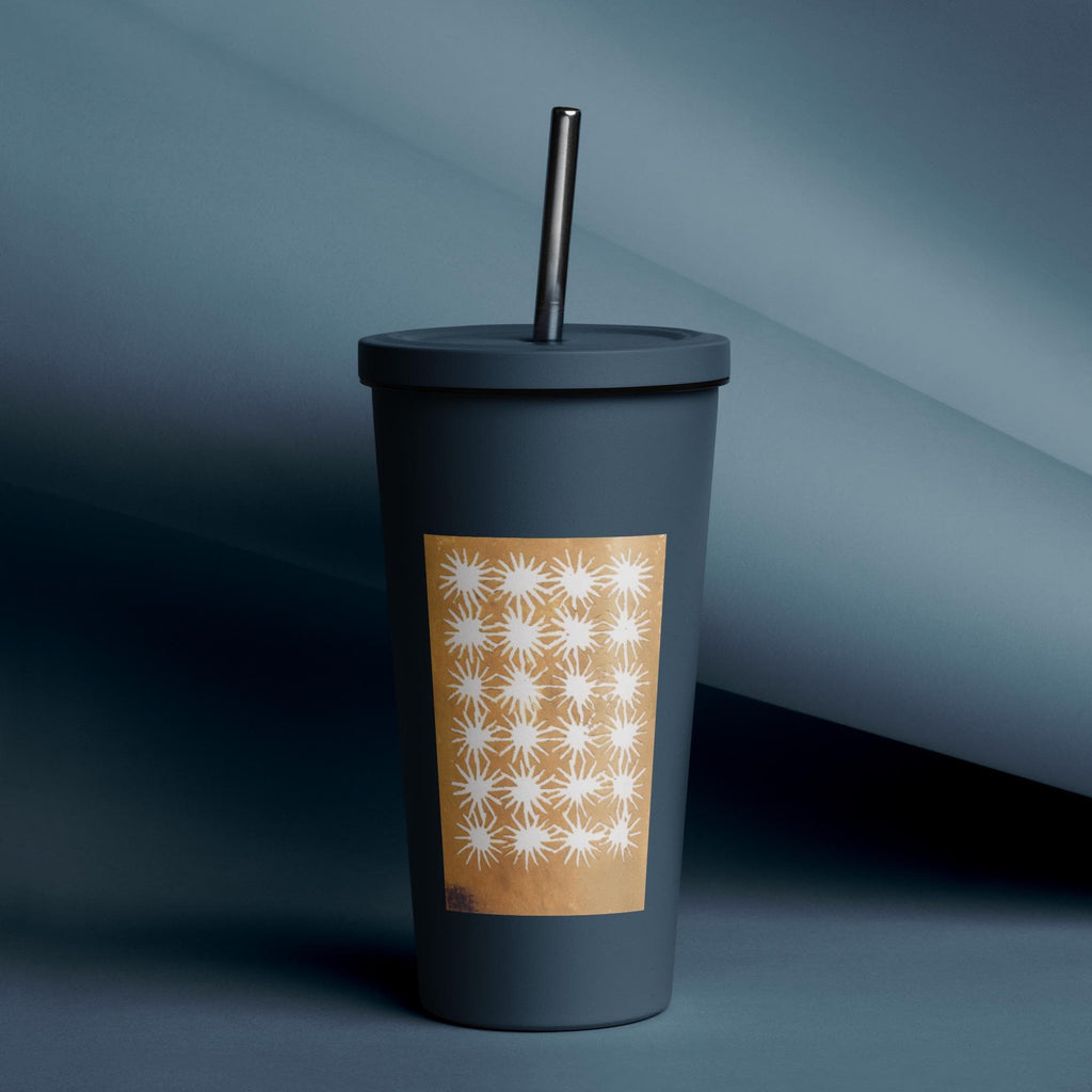 Yellow Royal Stars nsulated tumbler with a straw