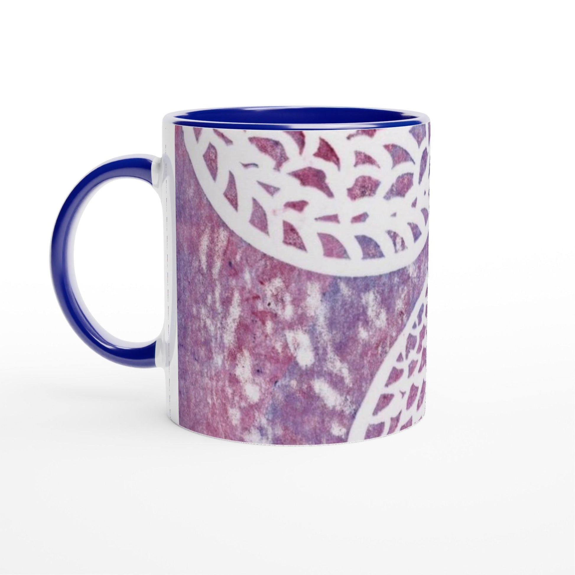 Faded Woven Circles White 11oz Ceramic Mug with Color Inside