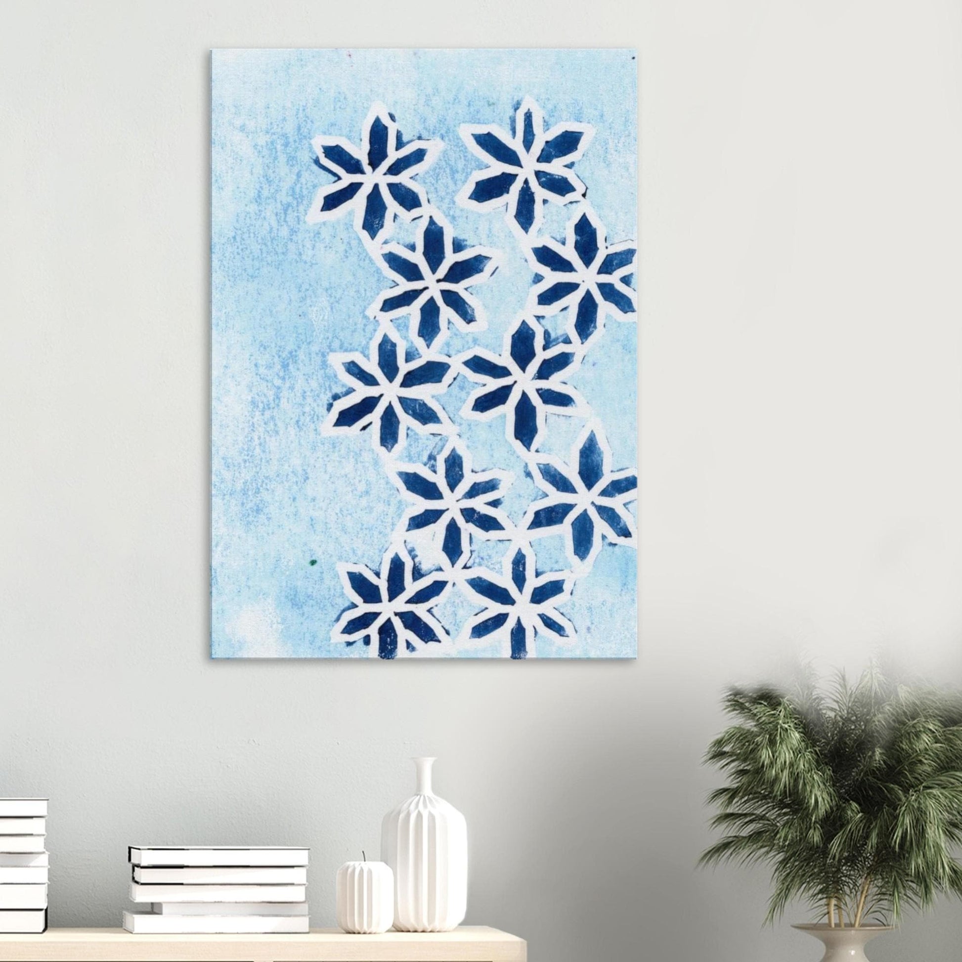 Blue Flowers on Ice Canvas (Imperial)