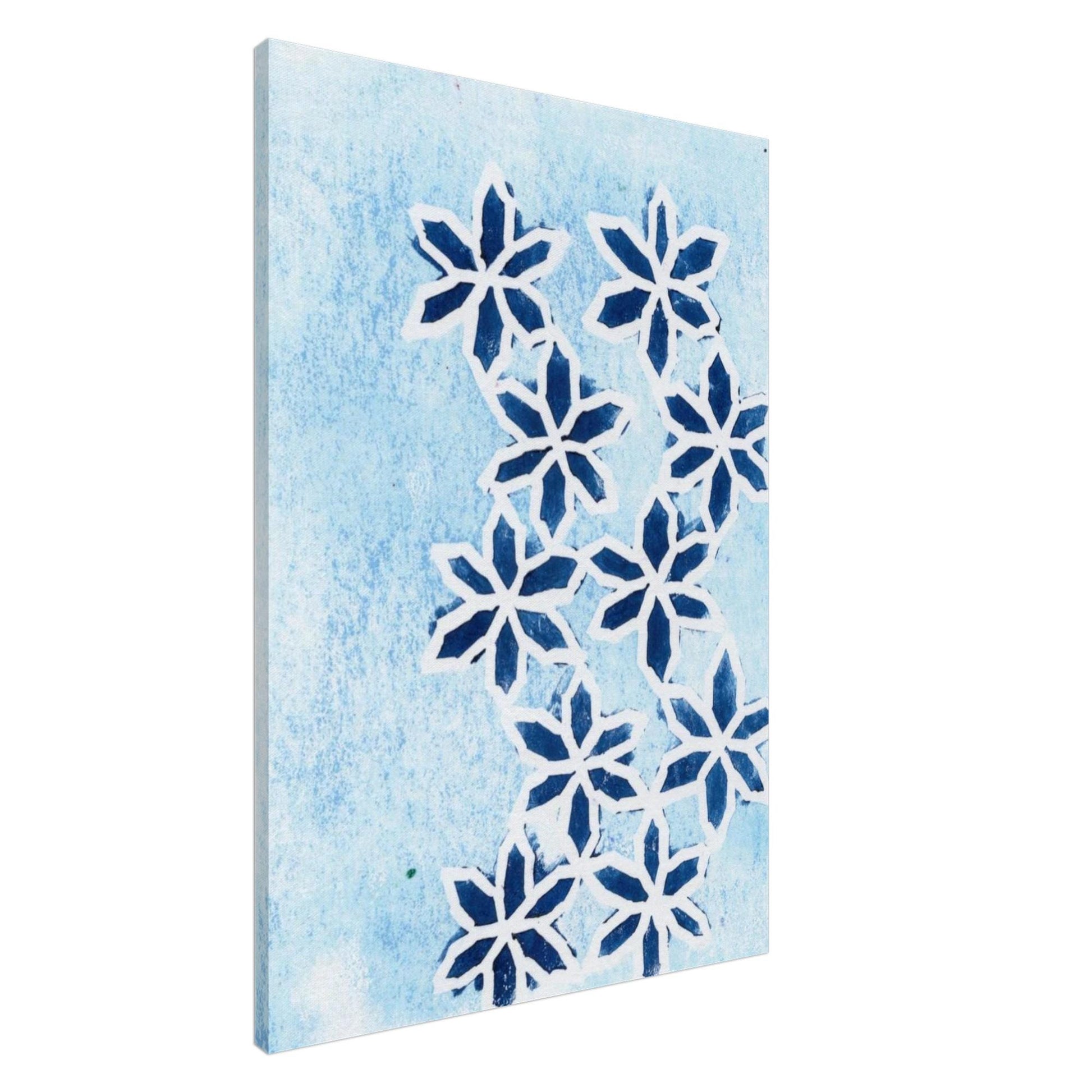Blue Flowers on Ice Canvas (Imperial)