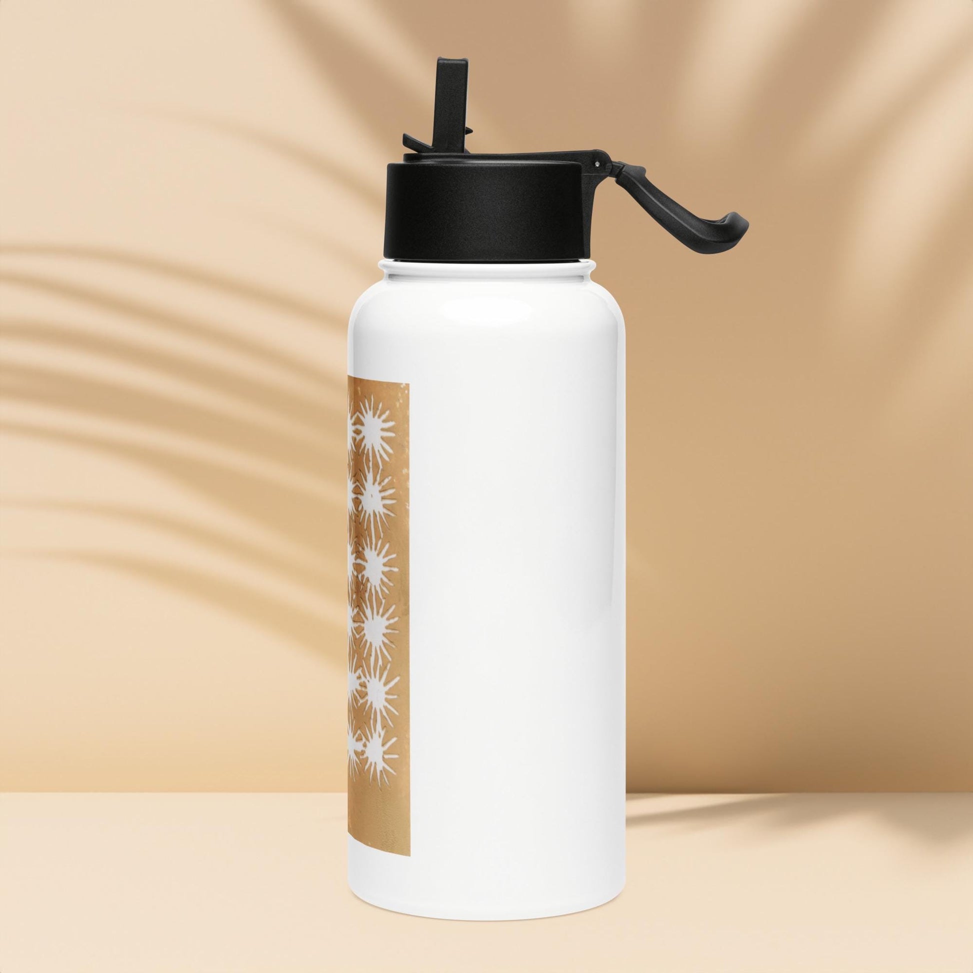 Yellow Royal Stars Stainless steel water bottle with a straw lid