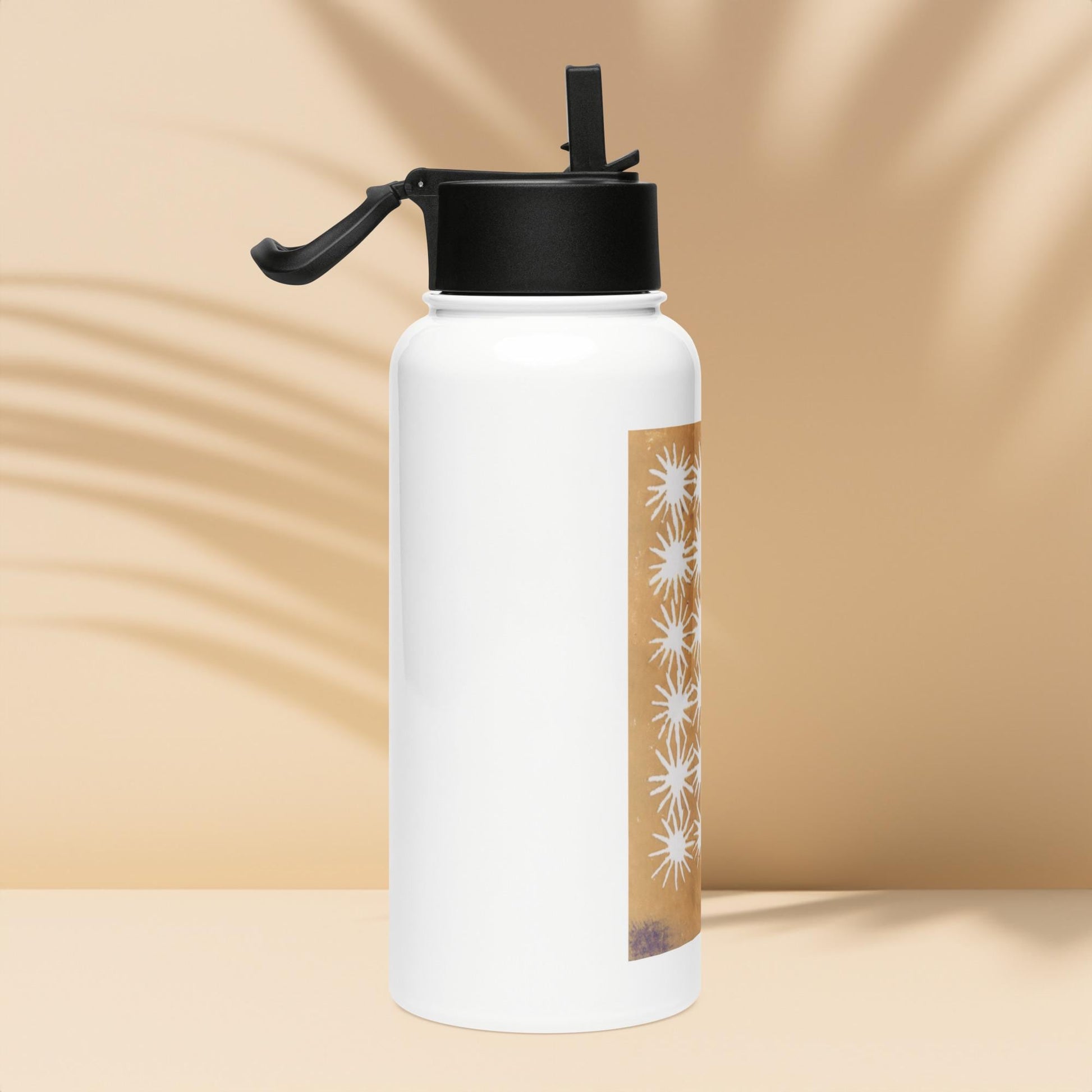 Yellow Royal Stars Stainless steel water bottle with a straw lid