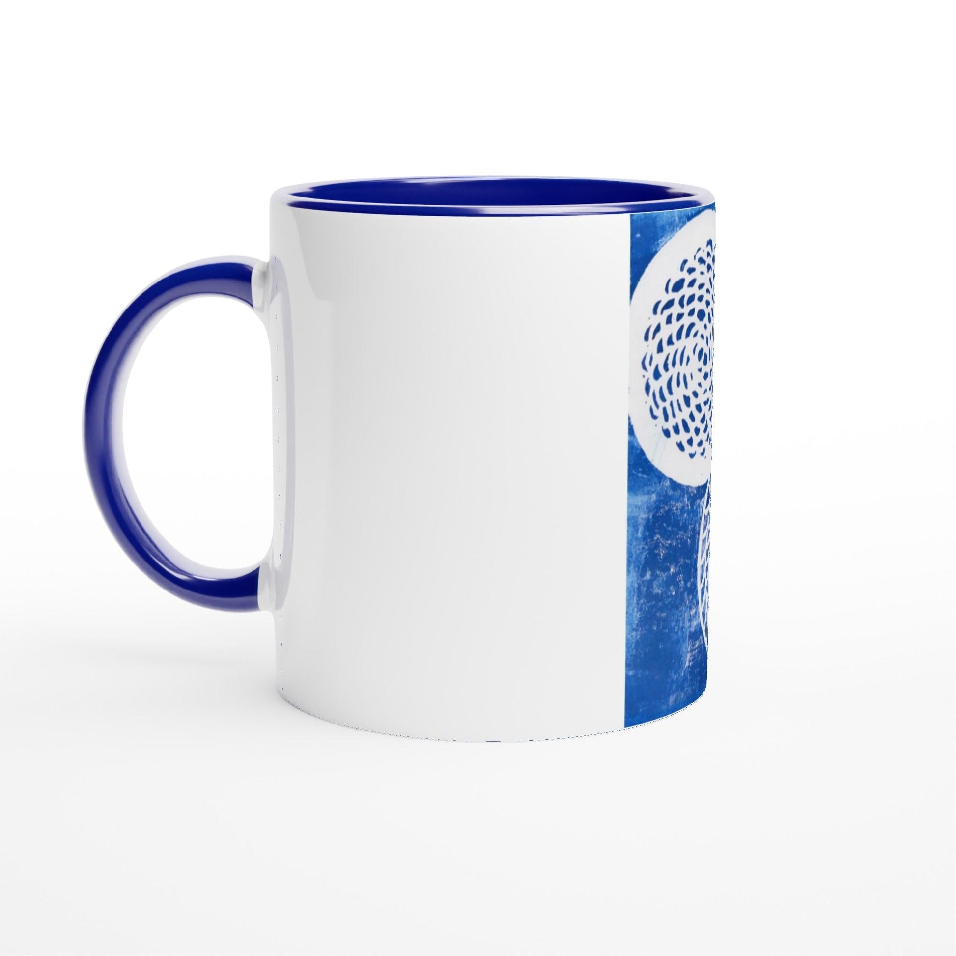 Woven Blue Circles White 11oz Ceramic Mug with Color Inside