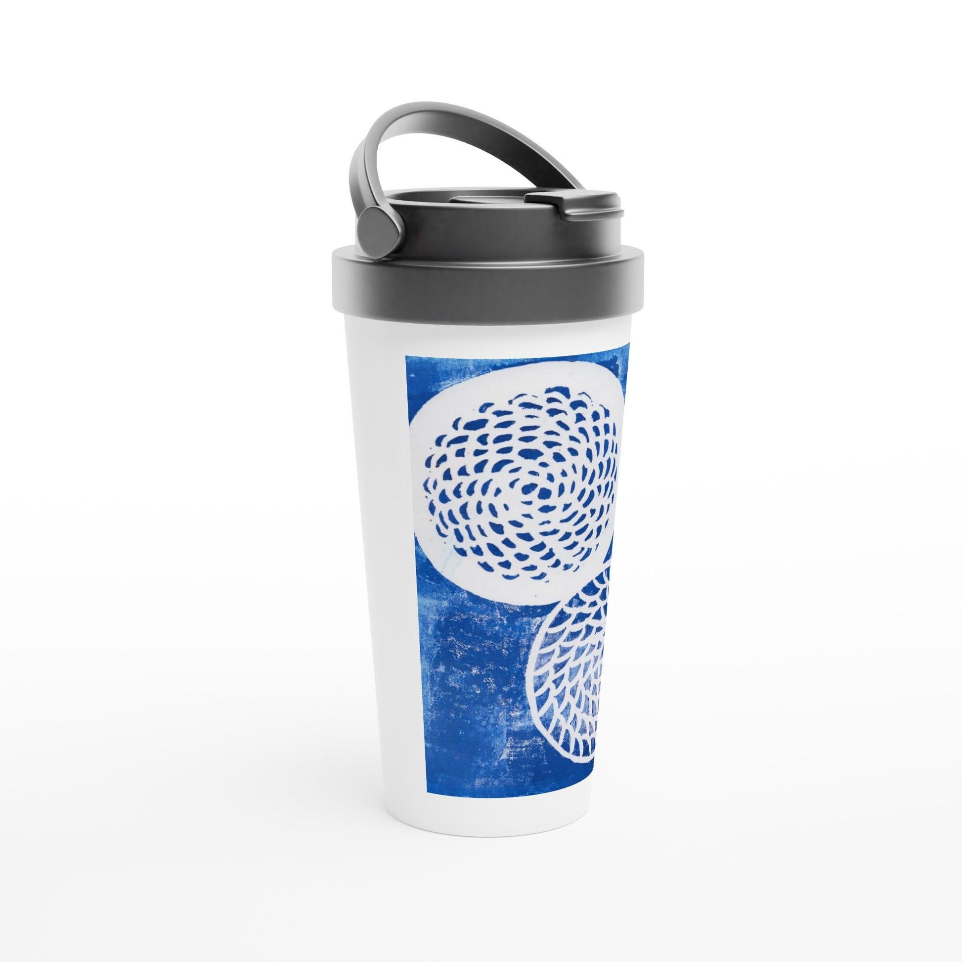 Woven Blue Circles White 15oz Stainless Steel Travel Mug