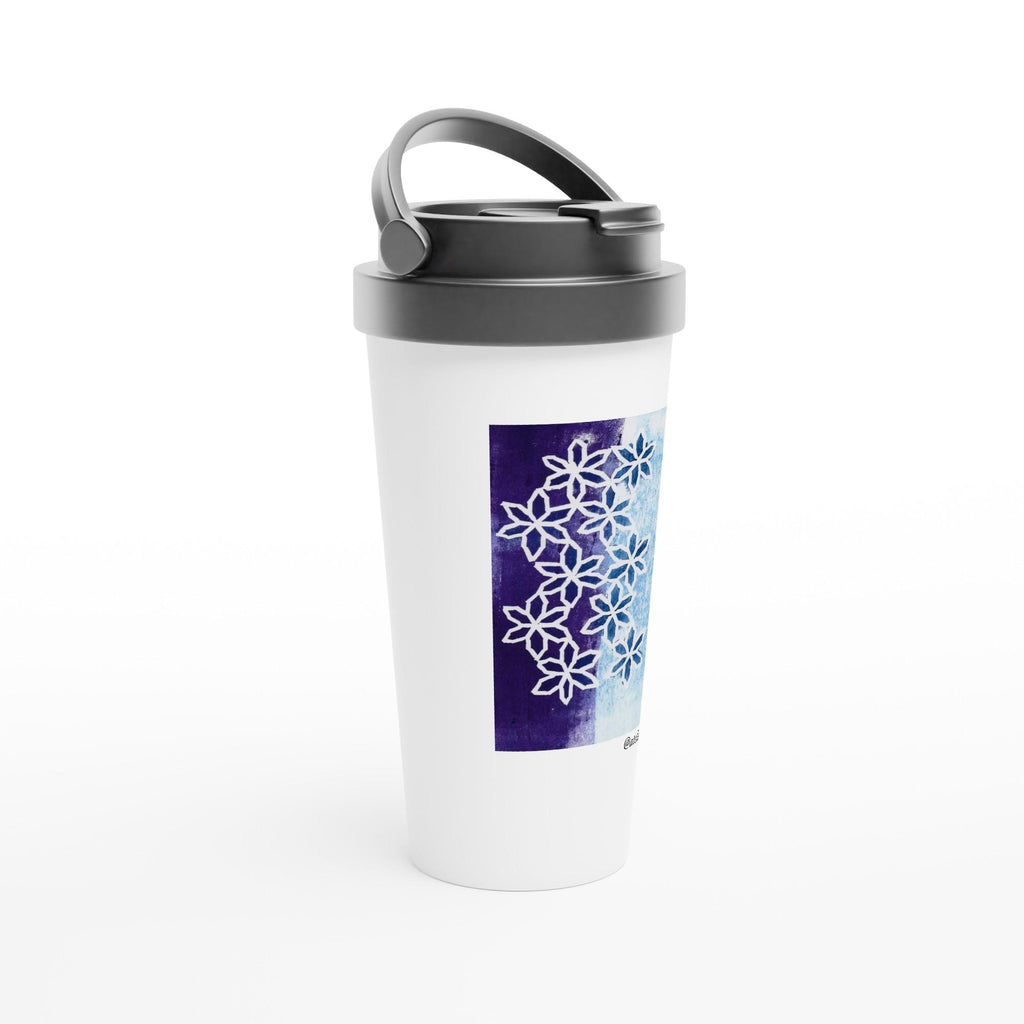 Flower Motion White 15oz Stainless Steel Travel Mug