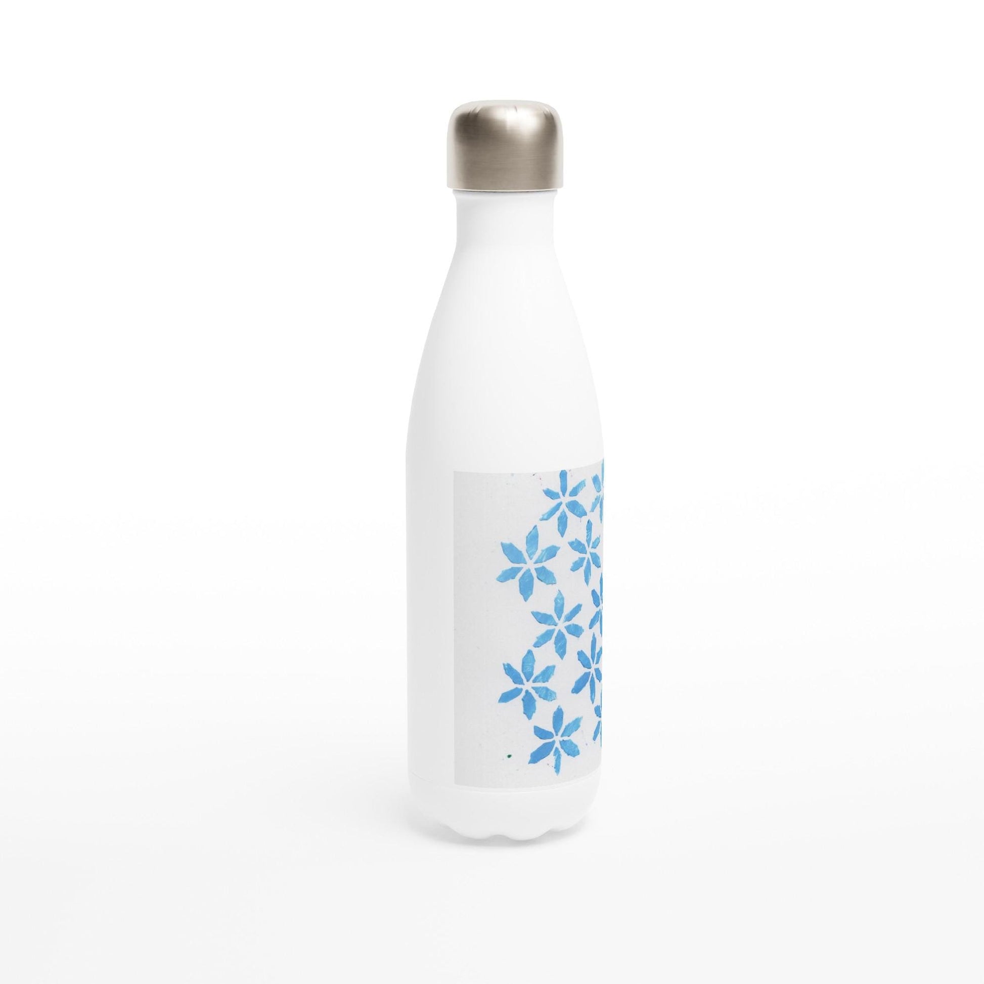 Ice Flowers White 17oz Stainless Steel Water Bottle