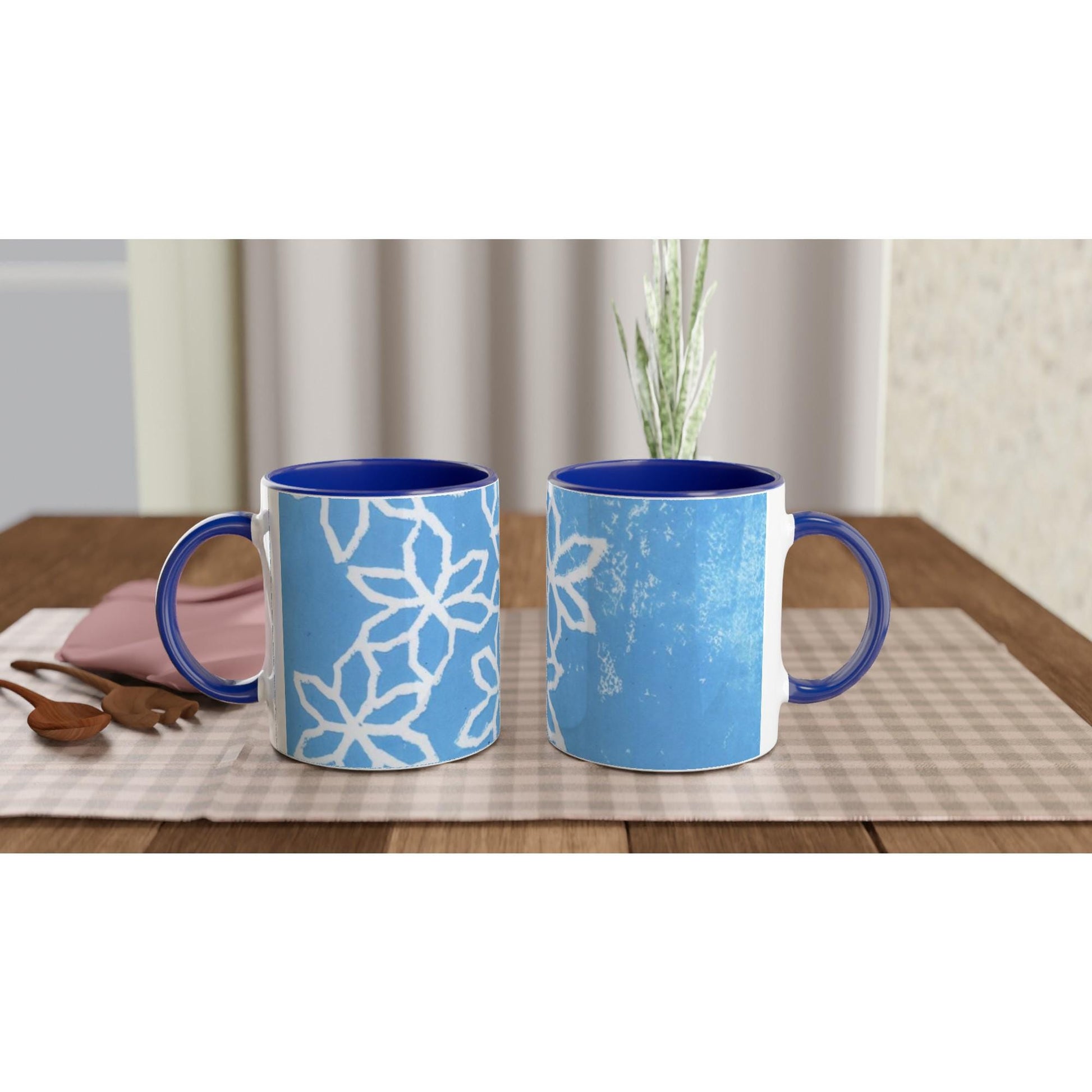 Flowers on Ice White 11oz Ceramic Mug with Color Inside