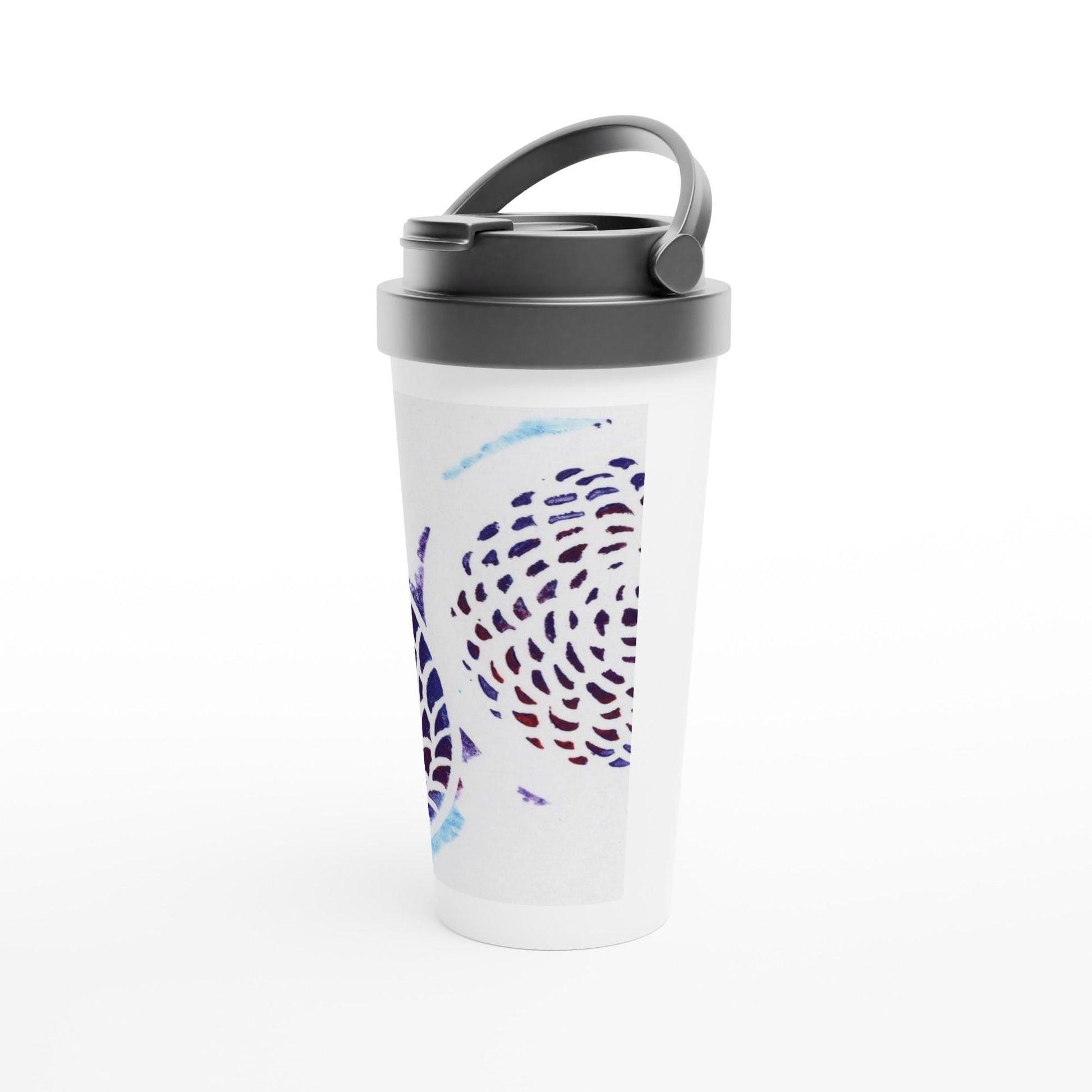 Multicolor Woven Circles White 15oz Stainless Steel Travel Mug