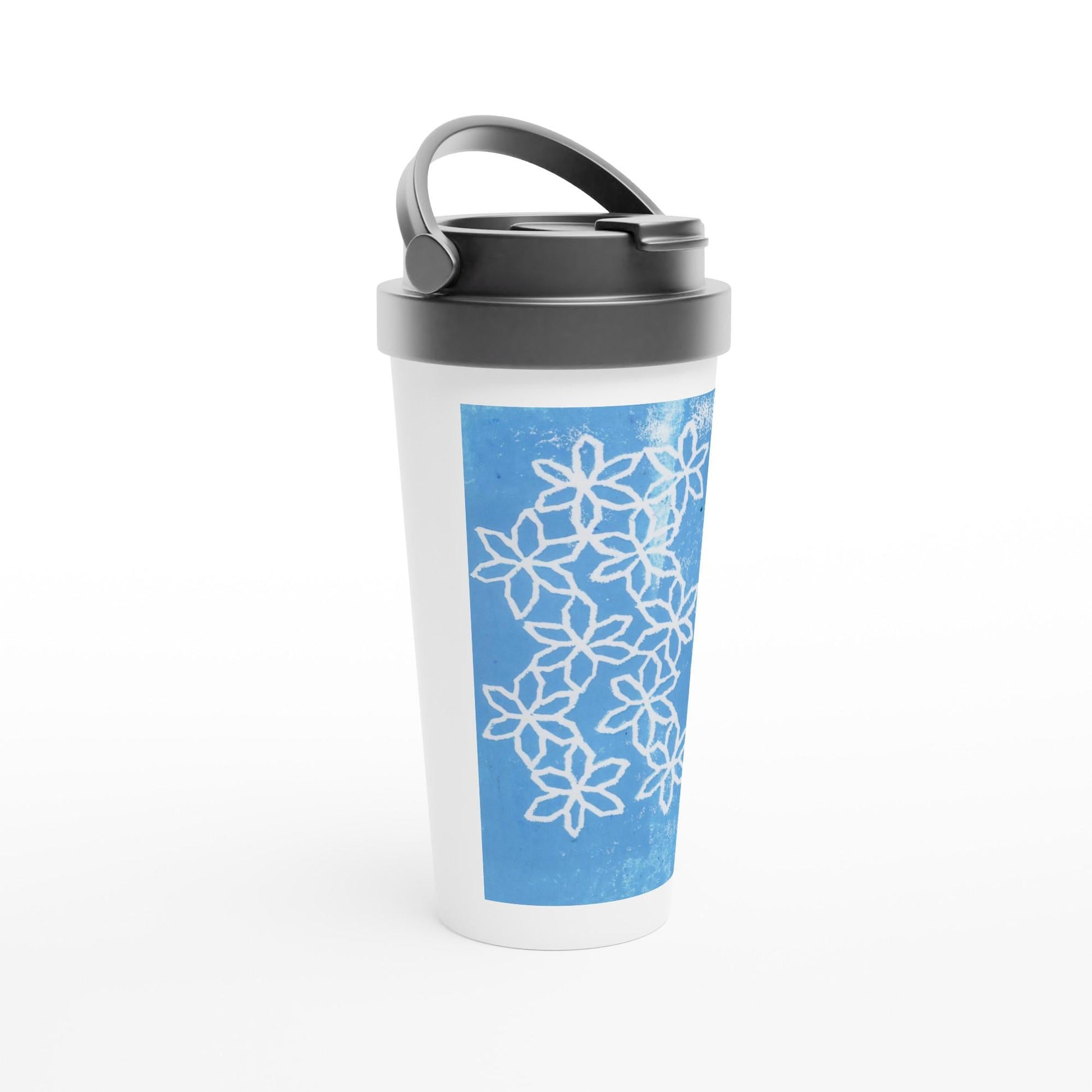Flowers on Ice White 15oz Stainless Steel Travel Mug