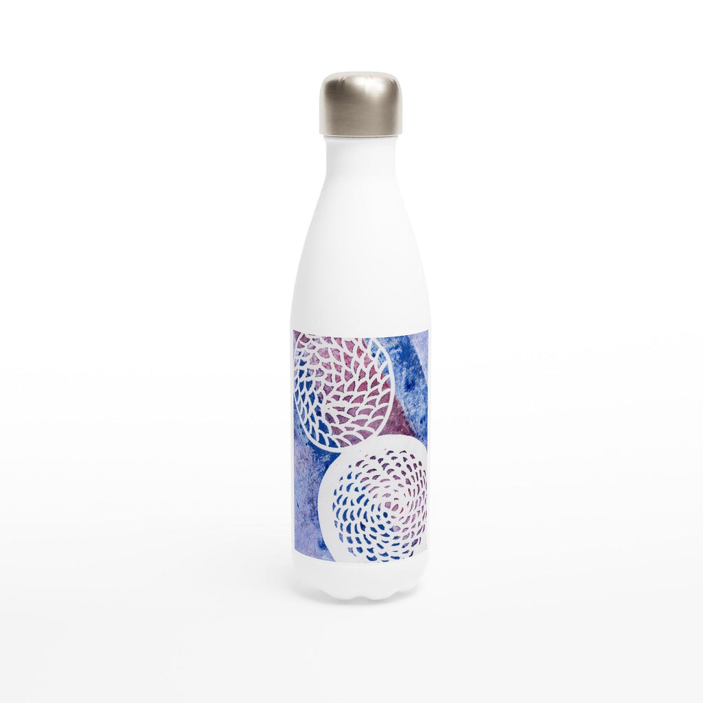 Woven Circles Blue White 17oz Stainless Steel Water Bottle