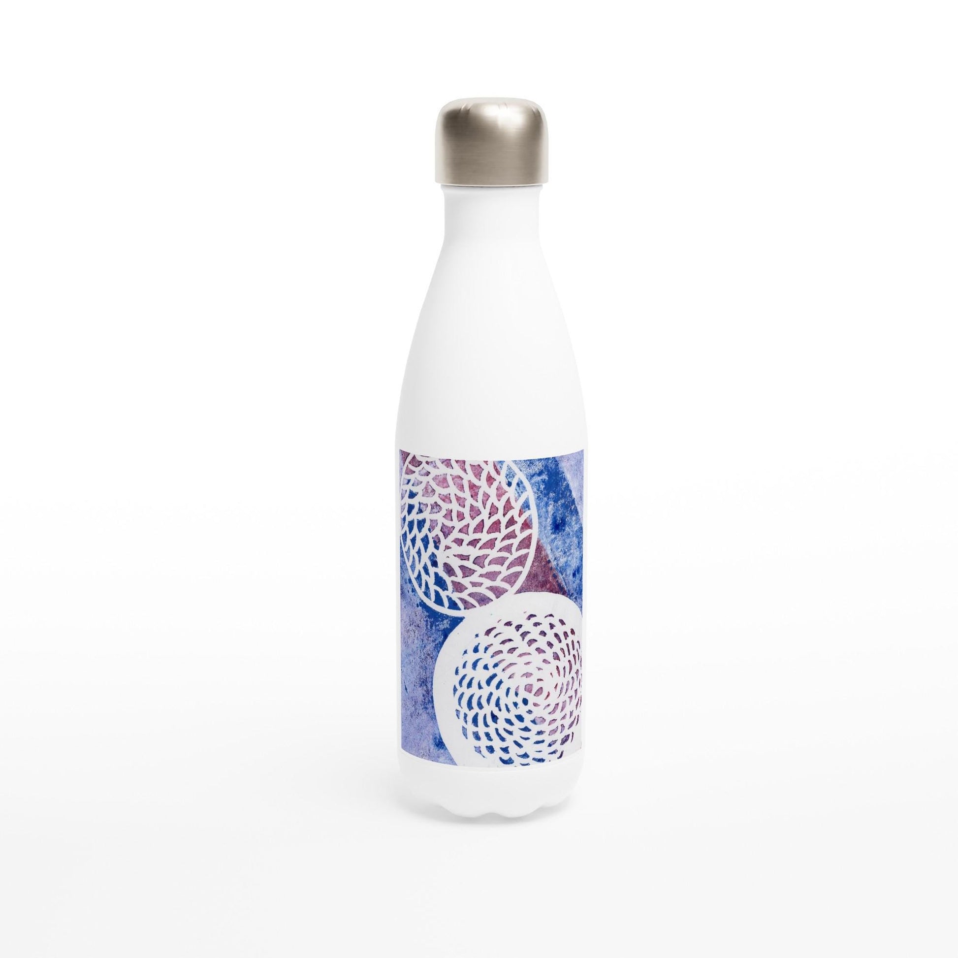 Woven Circles Blue White 17oz Stainless Steel Water Bottle