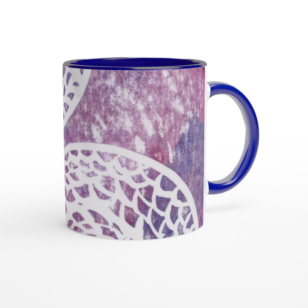 Faded Woven Circles White 11oz Ceramic Mug with Color Inside