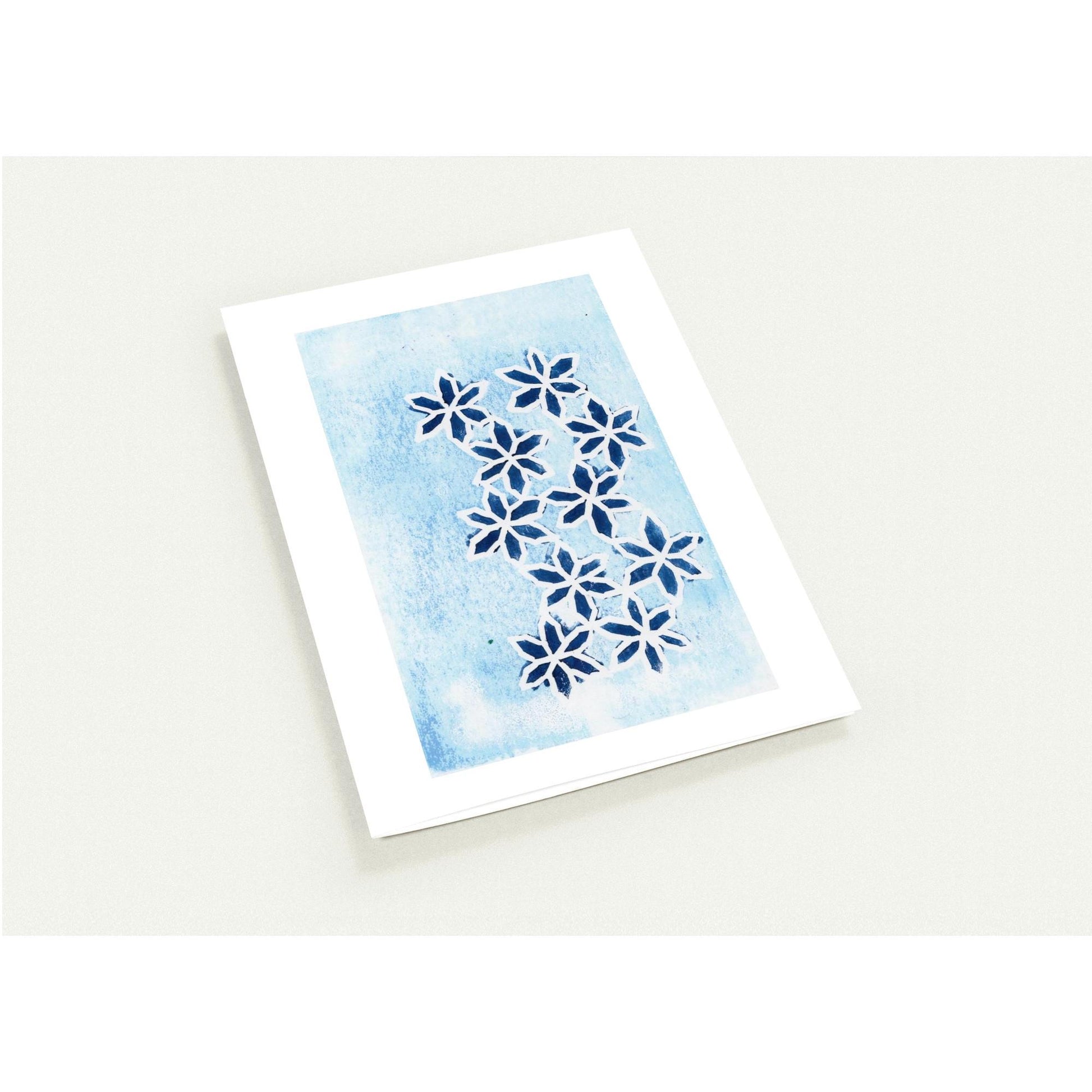 Blue Flowers on Ice Pack of 10 Greeting Cards (US & CA)