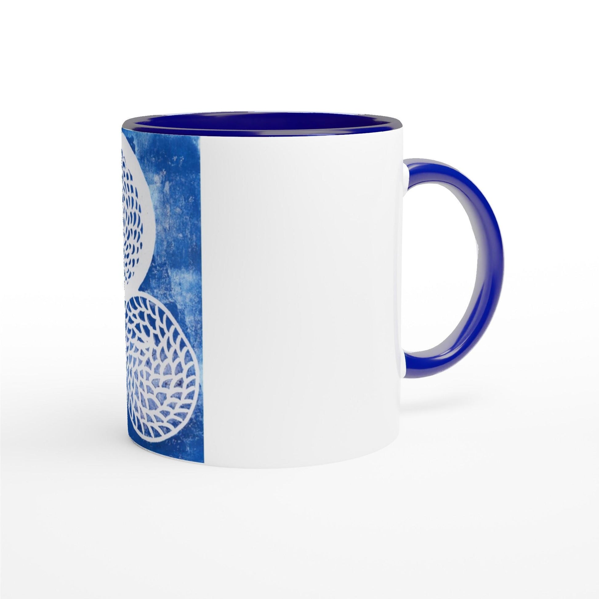 Woven Blue Circles White 11oz Ceramic Mug with Color Inside