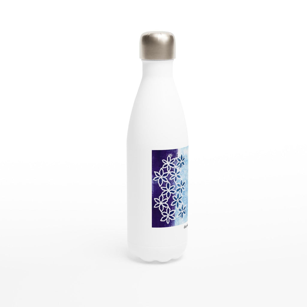 Flower Motion White 17oz Stainless Steel Water Bottle